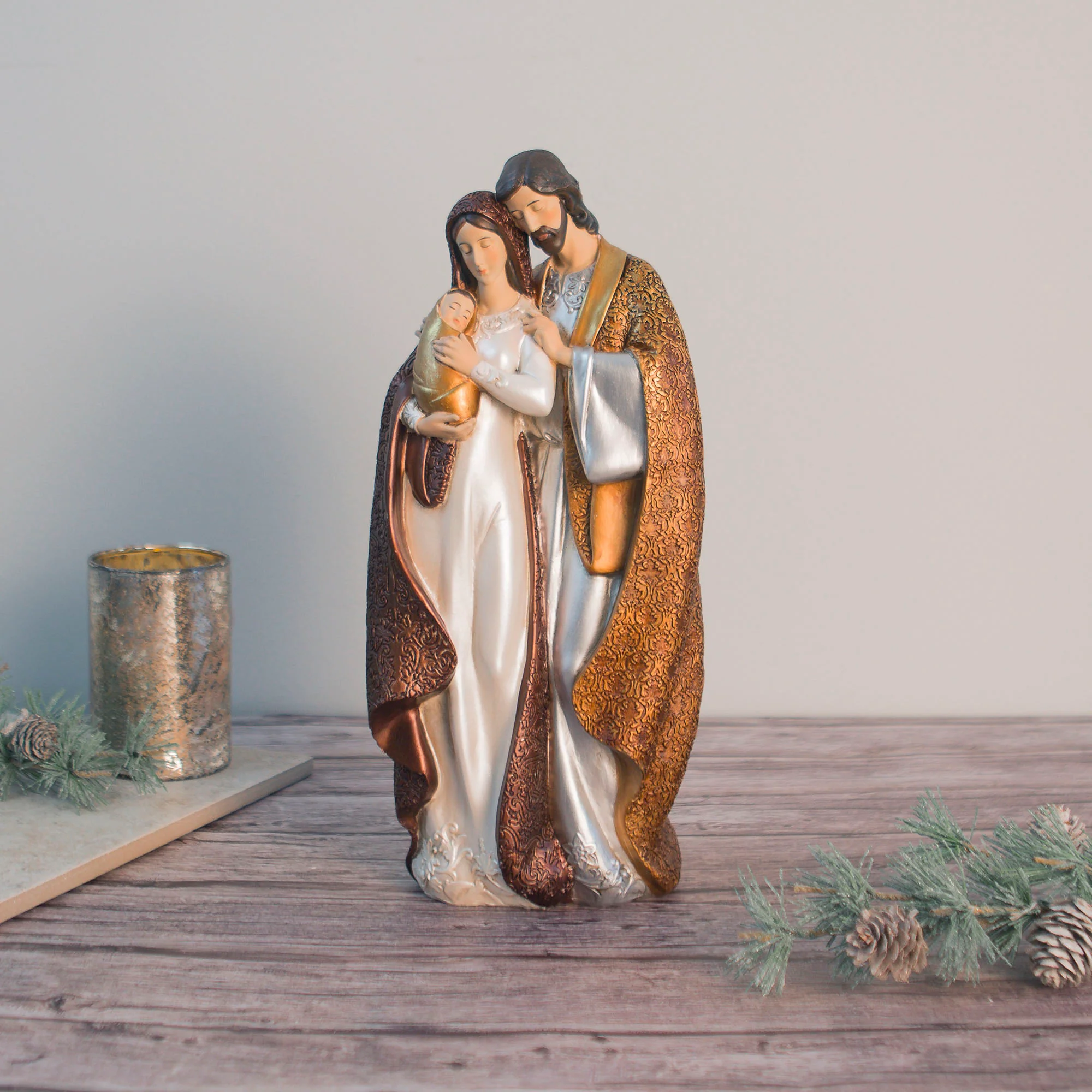 Copper & Gold Holy Family Statue - 12.75"