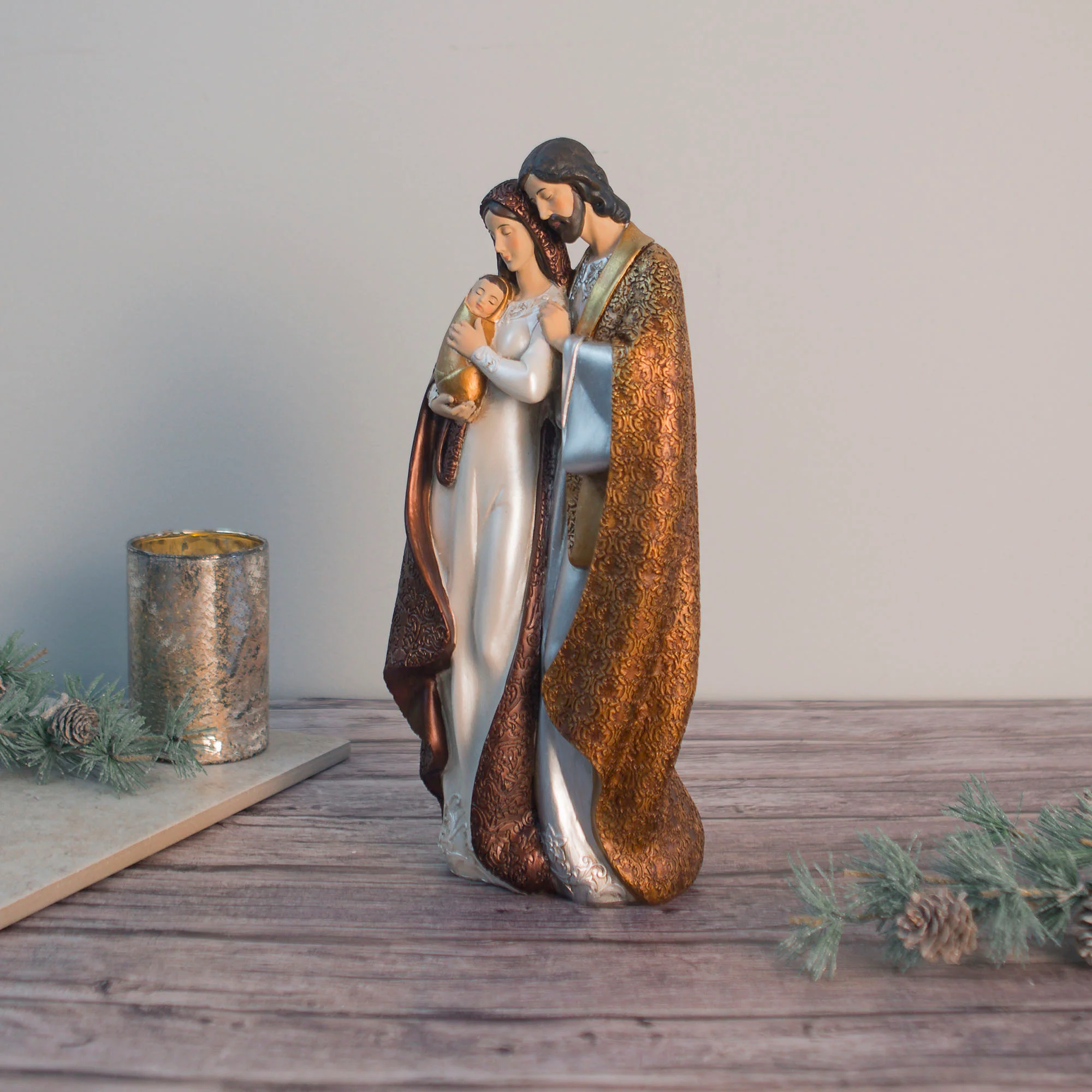 Copper & Gold Holy Family Statue - 12.75" - Image 2
