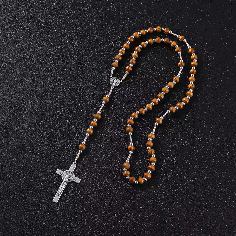 Corded St. Benedict Wood Rosary - Pack of 12 - Image 3