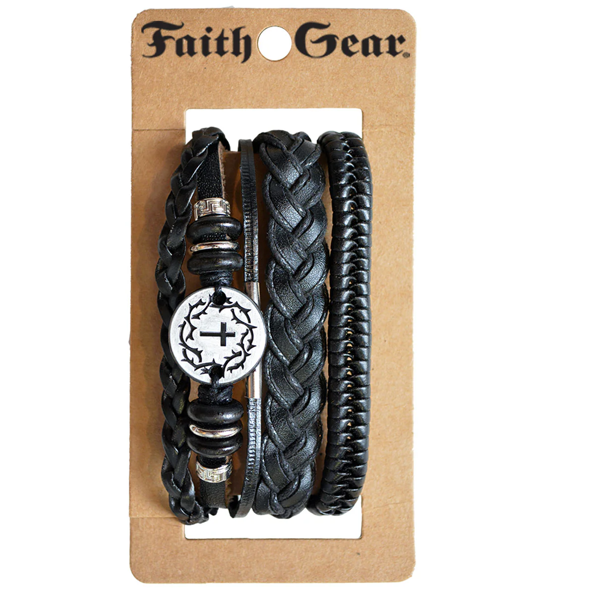 Crown & Cross Men's Bracelet Set - 3 Pieces - Image 3