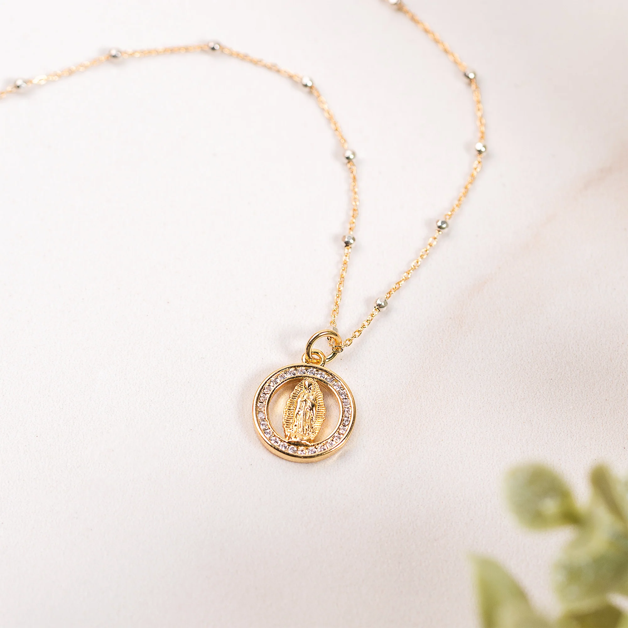 Cutout Our Lady of Guadalupe Cubic Zirconia Necklace - Image 2