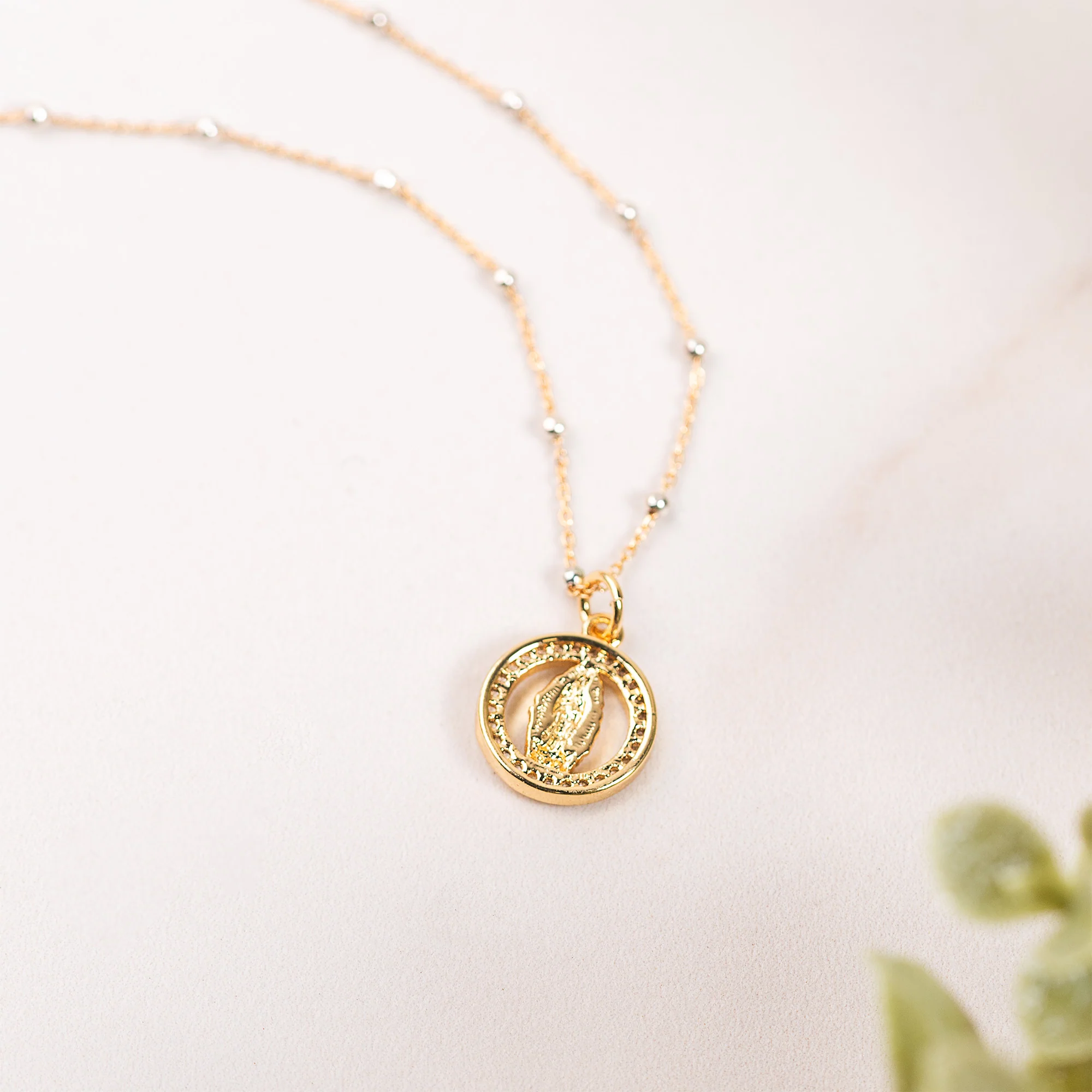 Cutout Our Lady of Guadalupe Cubic Zirconia Necklace - Image 3