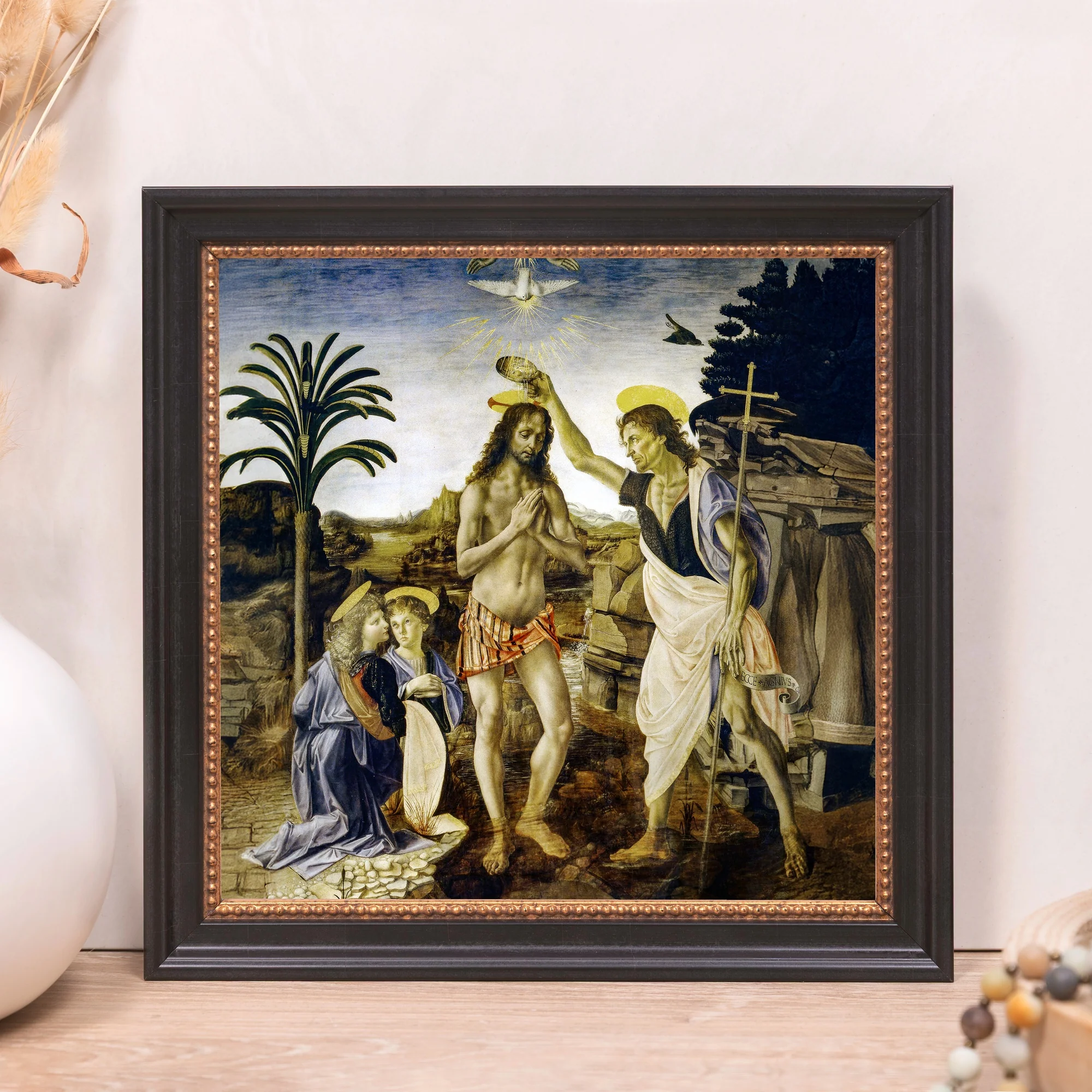 da Vinci's Baptism of Christ Framed Canvas - Sacred Mini Collection - Image 8
