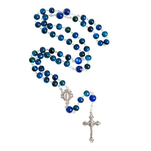 Dark Blue Marbled Rosary - Image 3