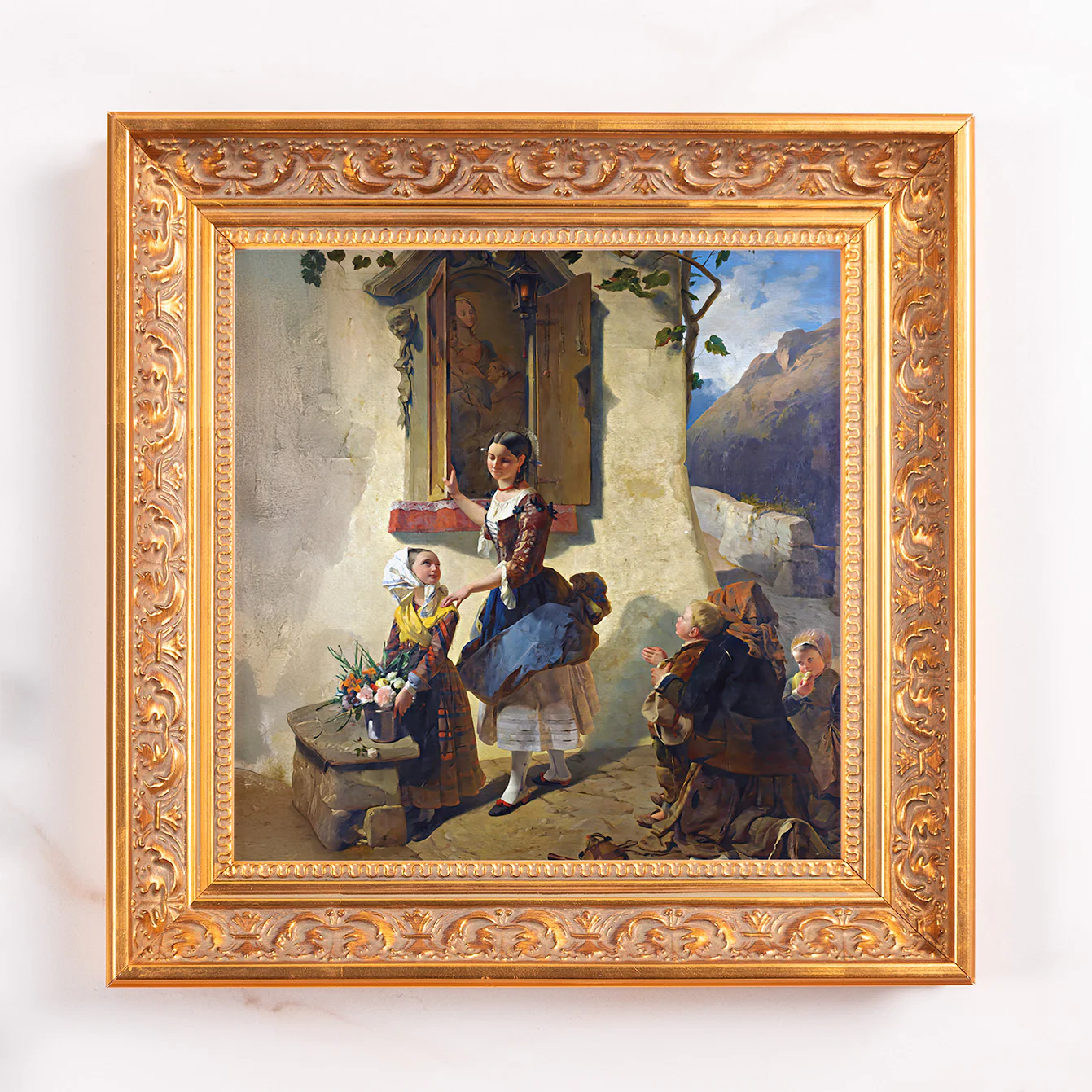 Devotion to an Image of the Virgin Mary Framed Canvas - Sacred Mini Collection - Image 2