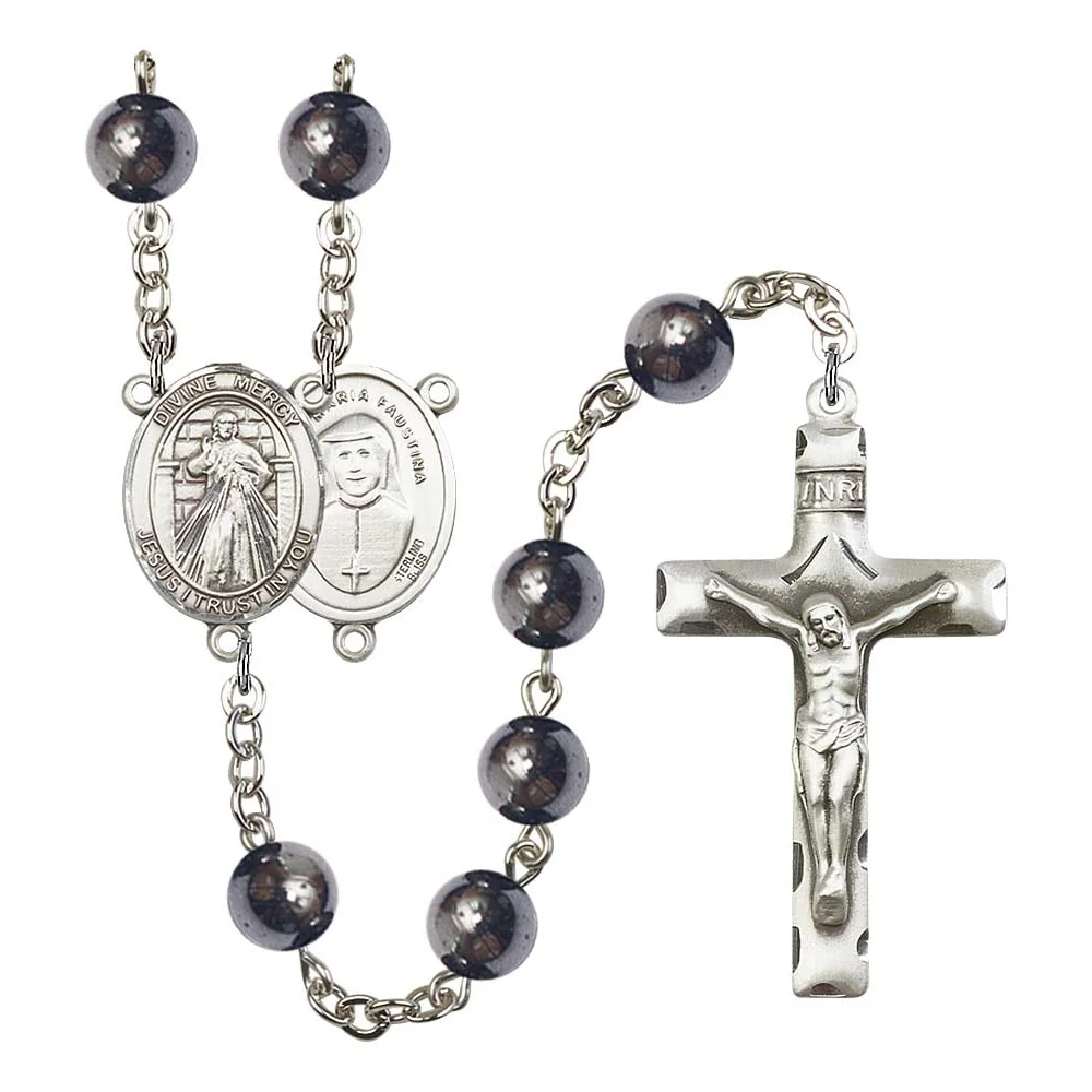 Divine Mercy 8mm Hematite Rosary