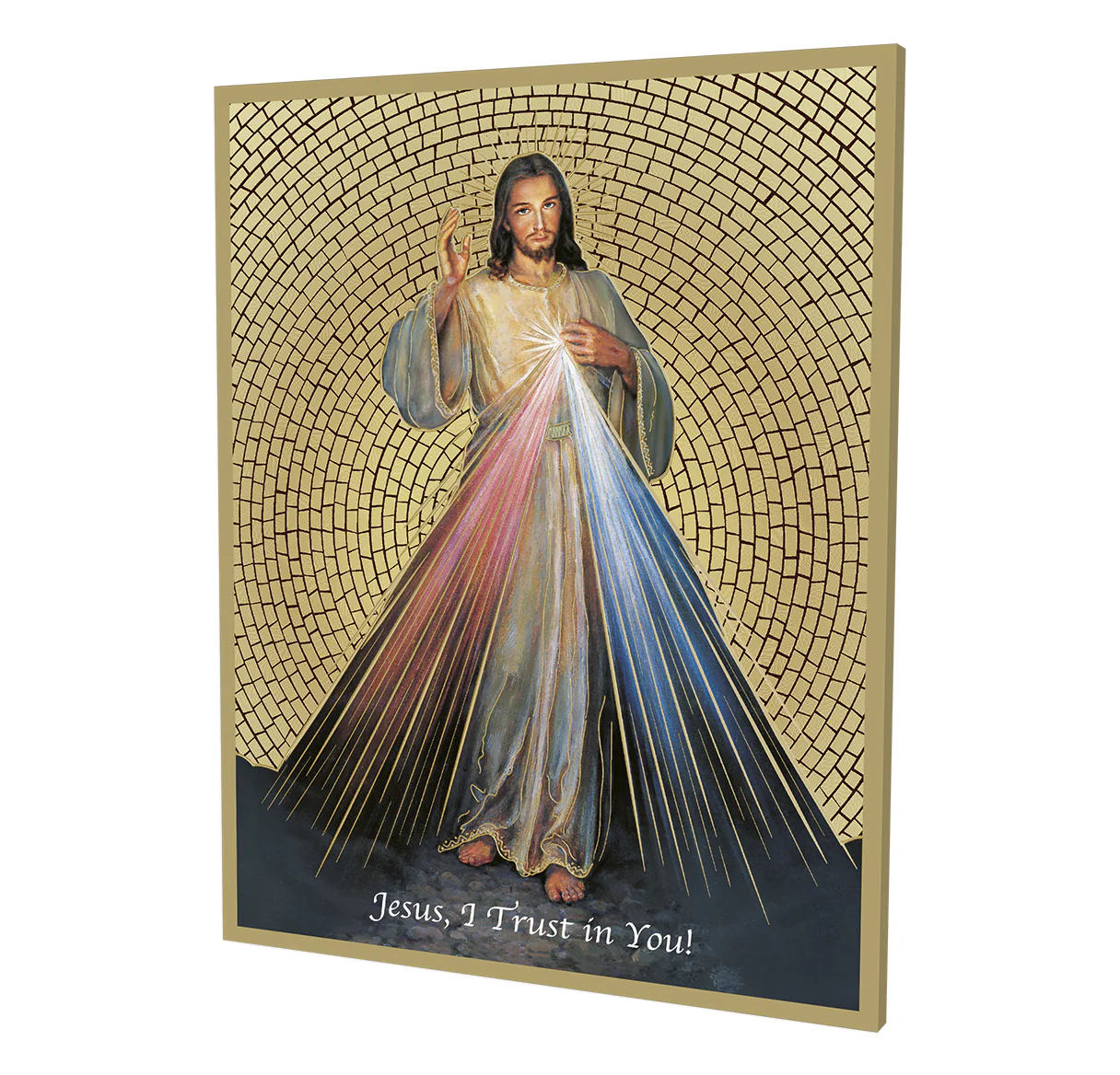 Divine Mercy Gold Foil Mosaic Plaque - Multiple Sizes
