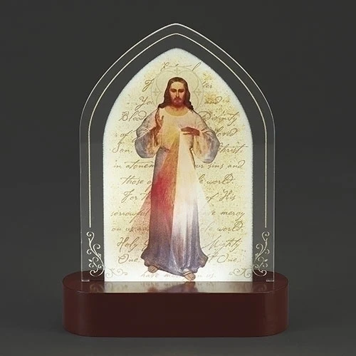 Divine Mercy LED Lighted Tabletop Plaque - 8"