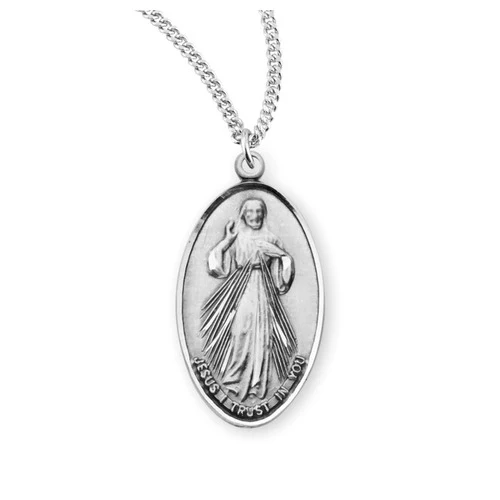 Divine Mercy & St. Faustina Sterling Silver Necklace