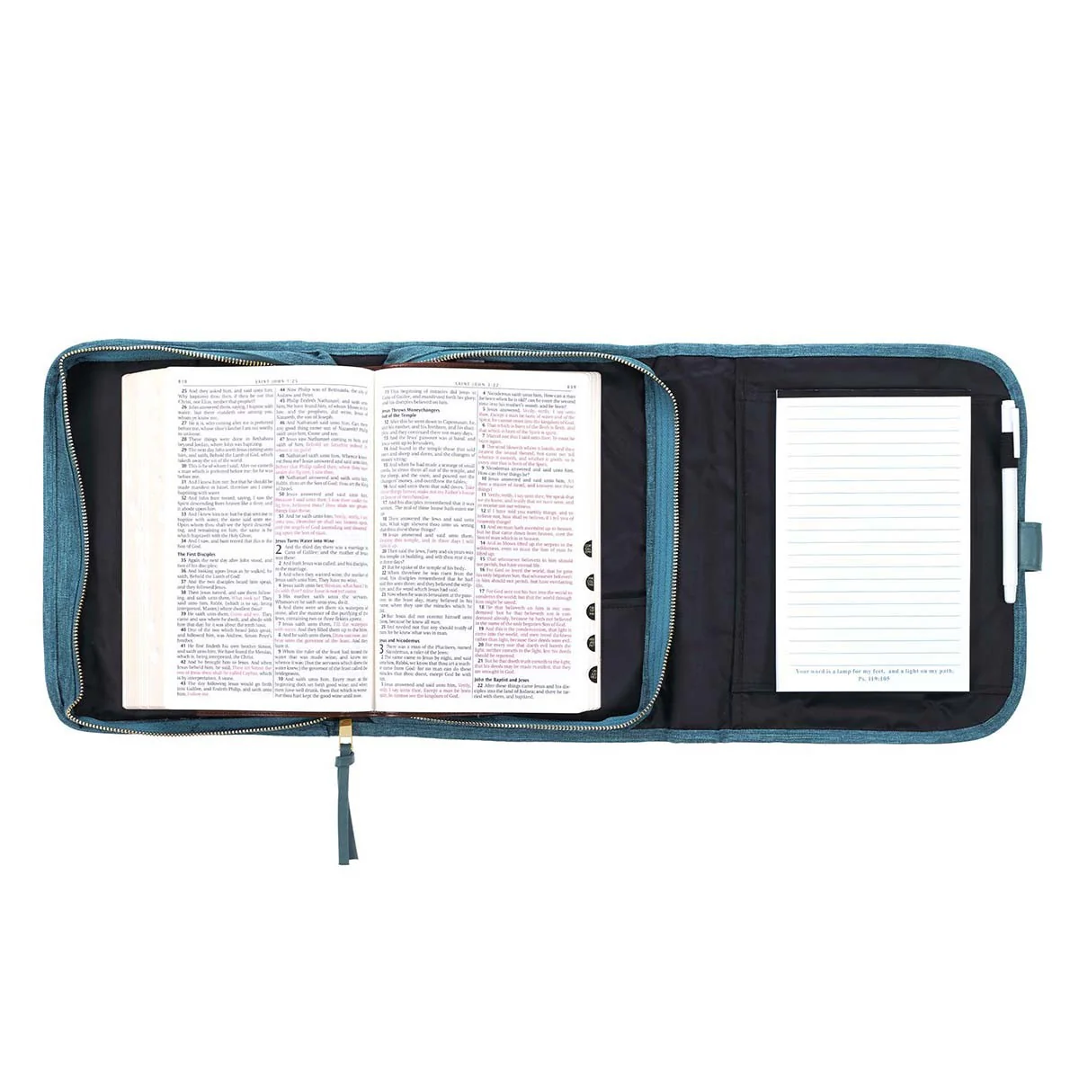 Faith Teal Tri-Fold Organizer & Bible Cover - Large - Image 4