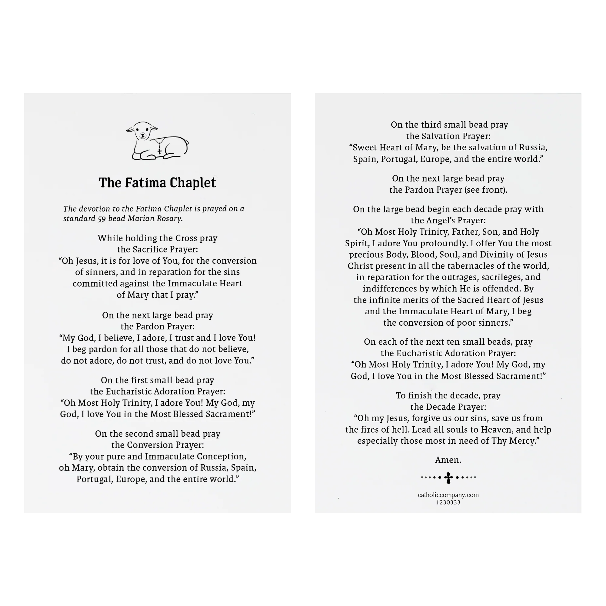 Fatima Chaplet Prayer Card - Image 2