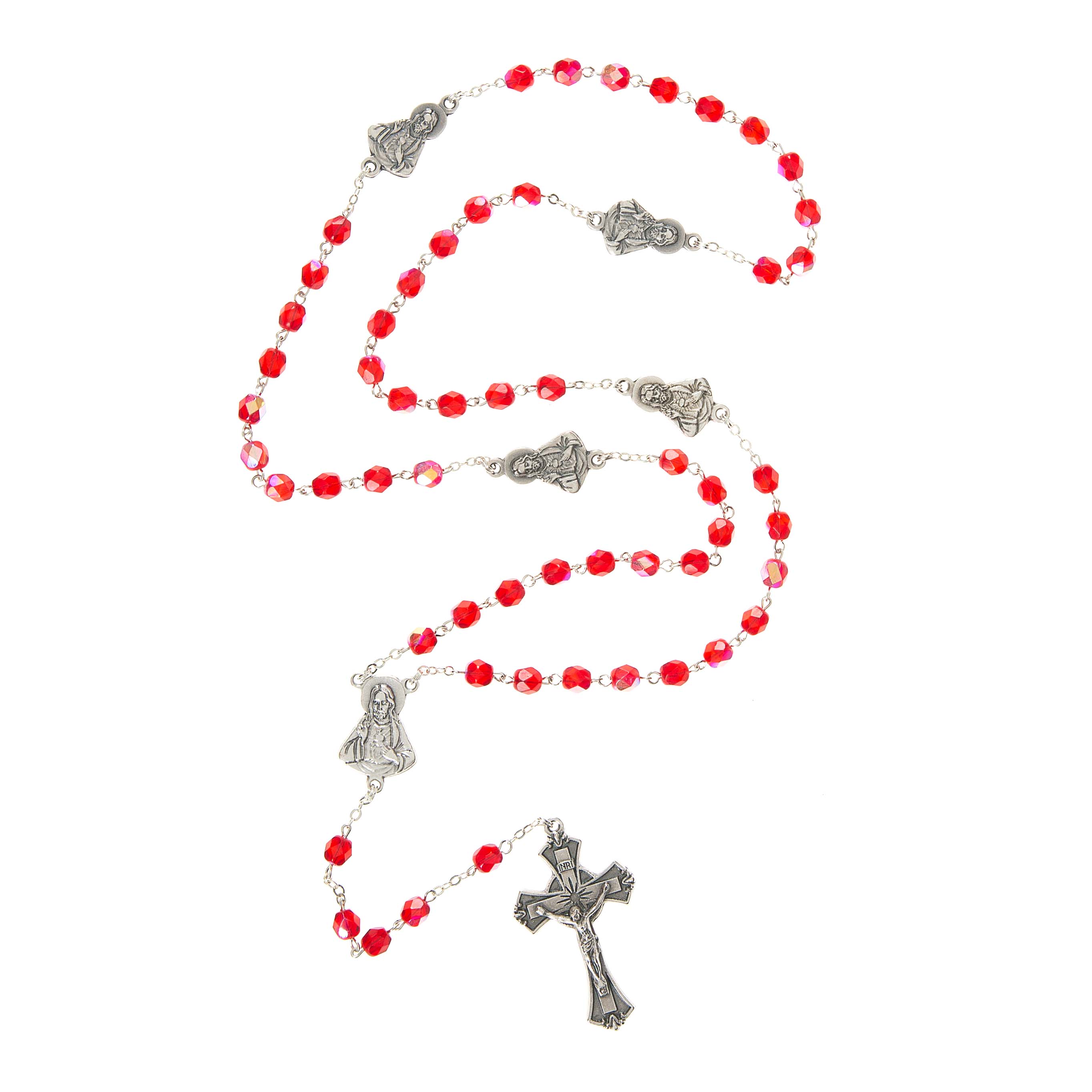Firepolished Crystal Sacred Heart Rosary