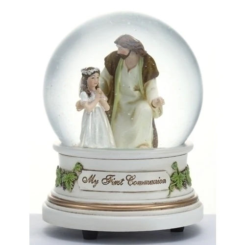 First Communion  Girl with Jesus Glitterdome
