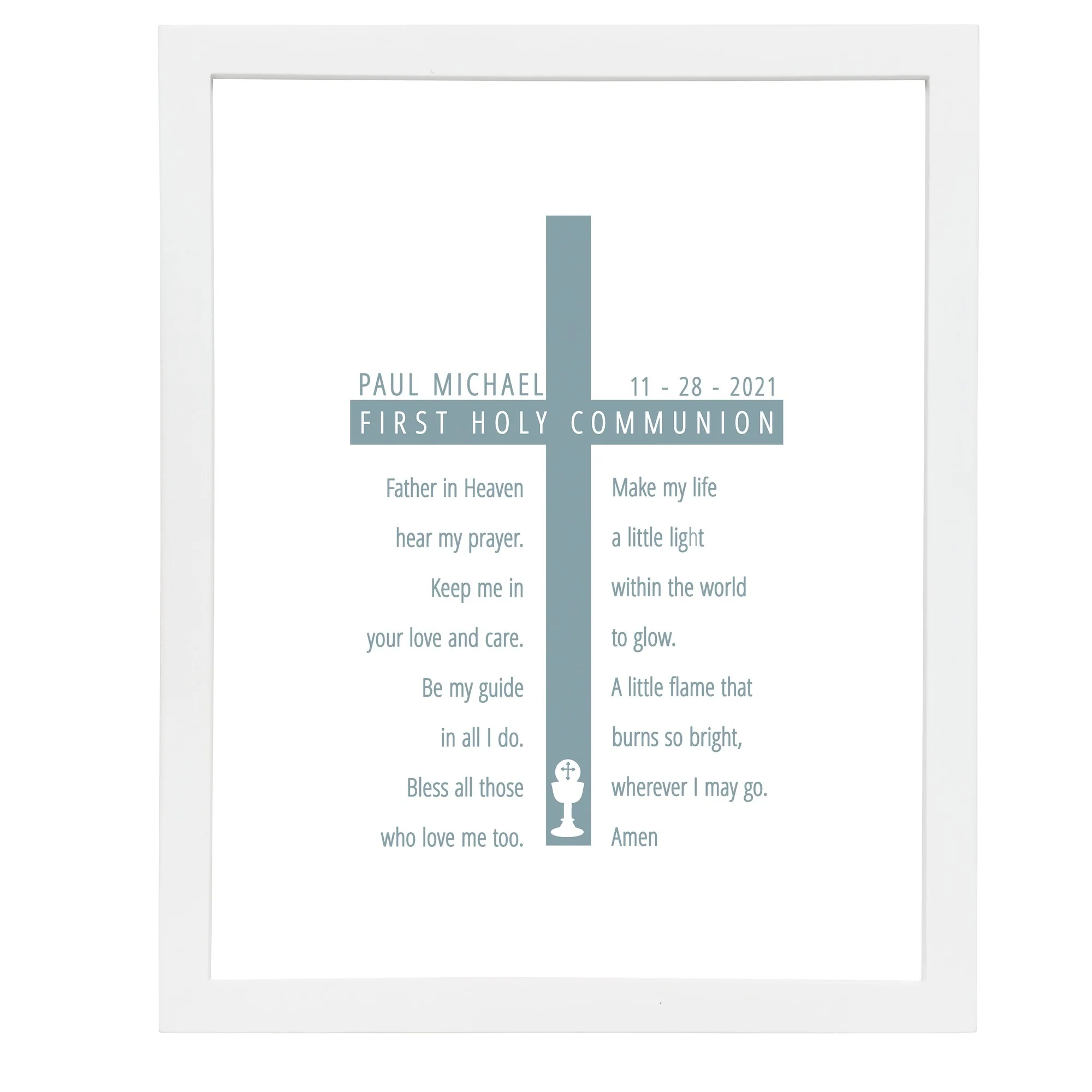 First Communion Prayer Cross Print For Boys