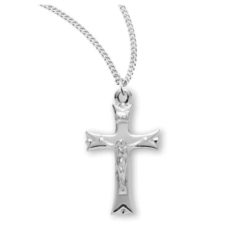 Flare-Tipped Sterling Silver Crucifix Necklace