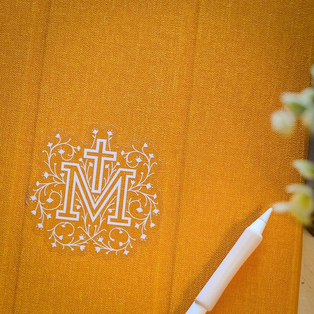 Floral Marian Cross Vinyl Sticker - 3" - Image 2