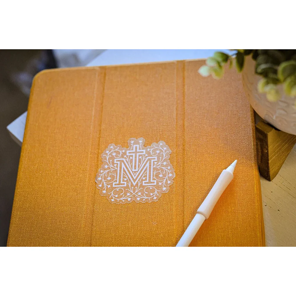 Floral Marian Cross Vinyl Sticker - 3" - Image 3