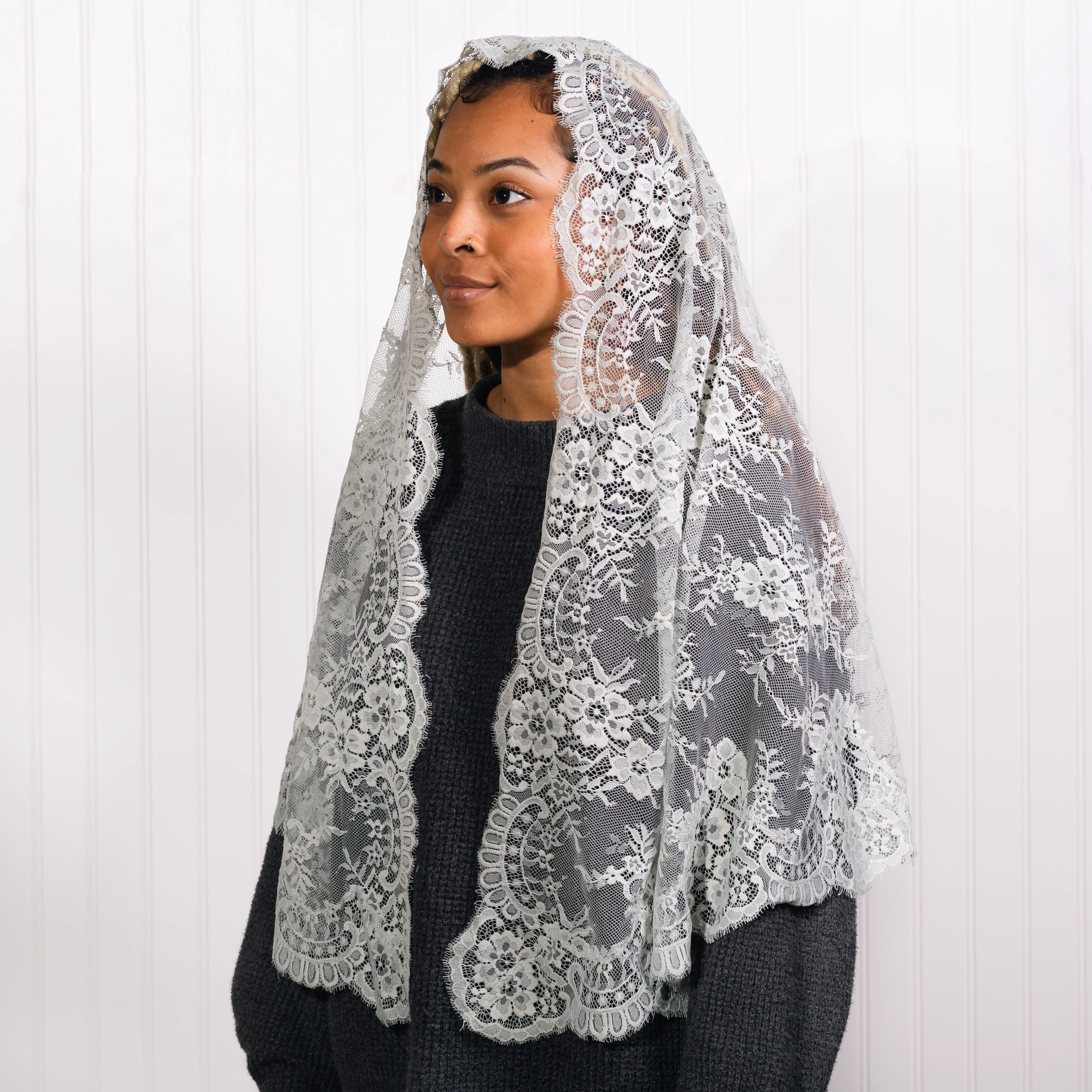 Gabriela Long Spanish Lace Chapel Veil - Multiple Colors