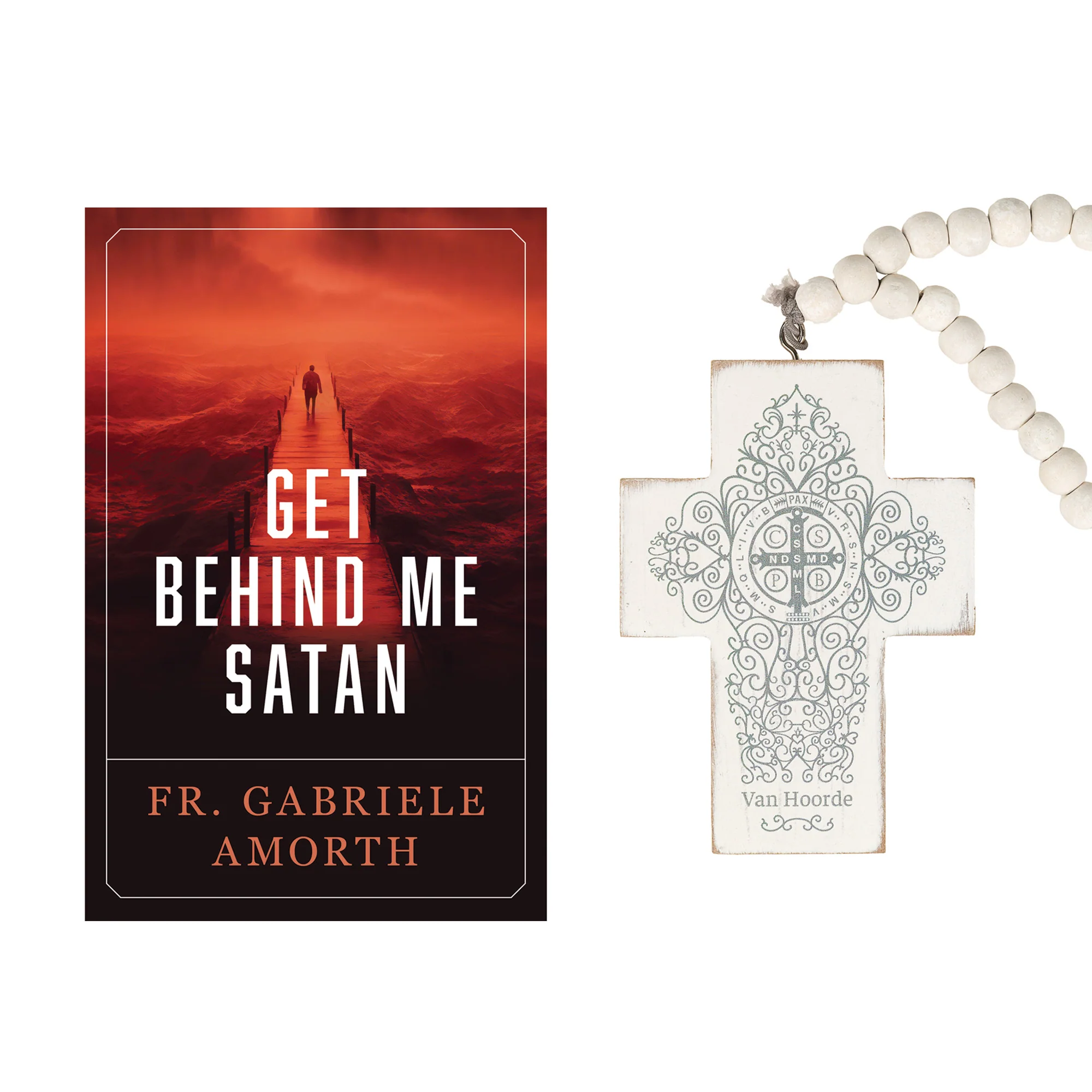 Get Behind Me Satan Book & St Benedict Home Blessing Hanging Cross Set - Image 2
