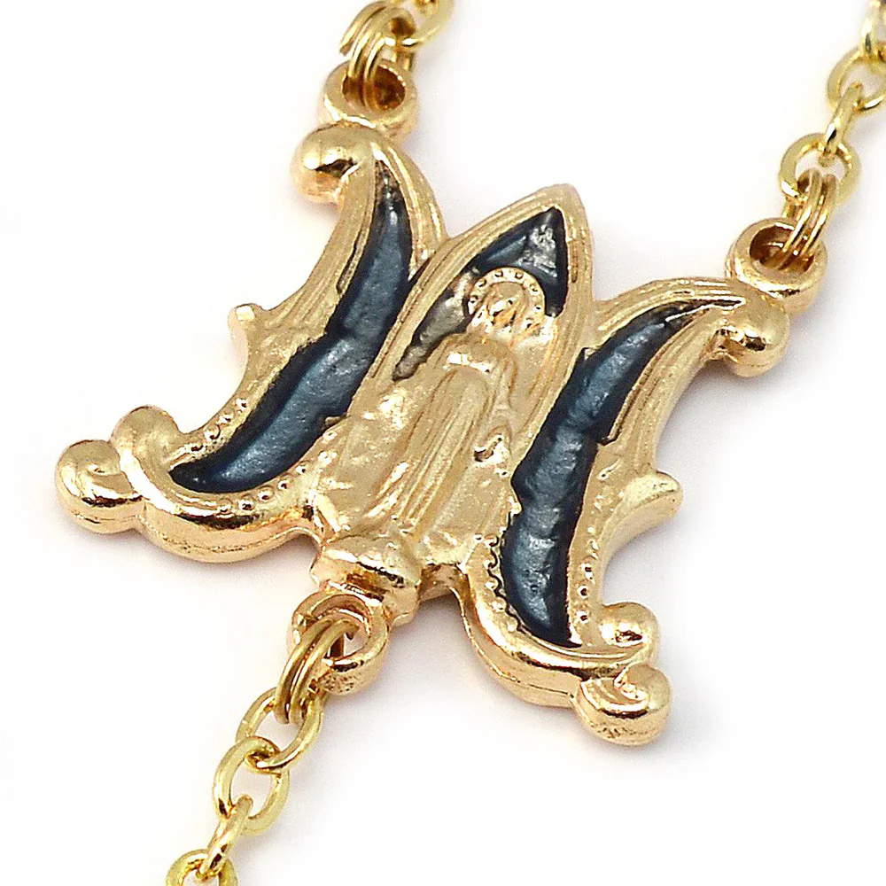 Ghirelli Miraculous Medal Gold & Blue Rosary - Image 3