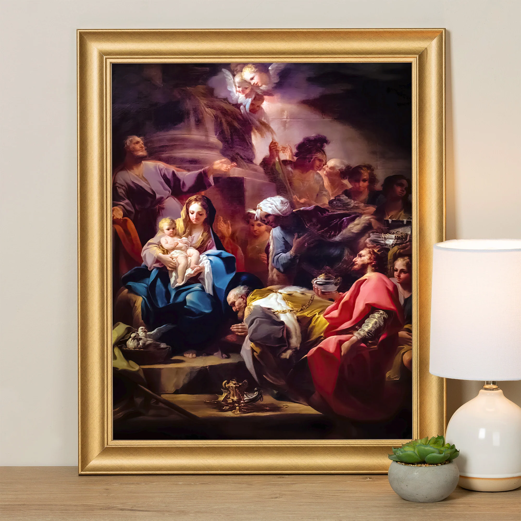 Giaquinto Adoration of the Magi Gold Framed Print - Multiple Sizes