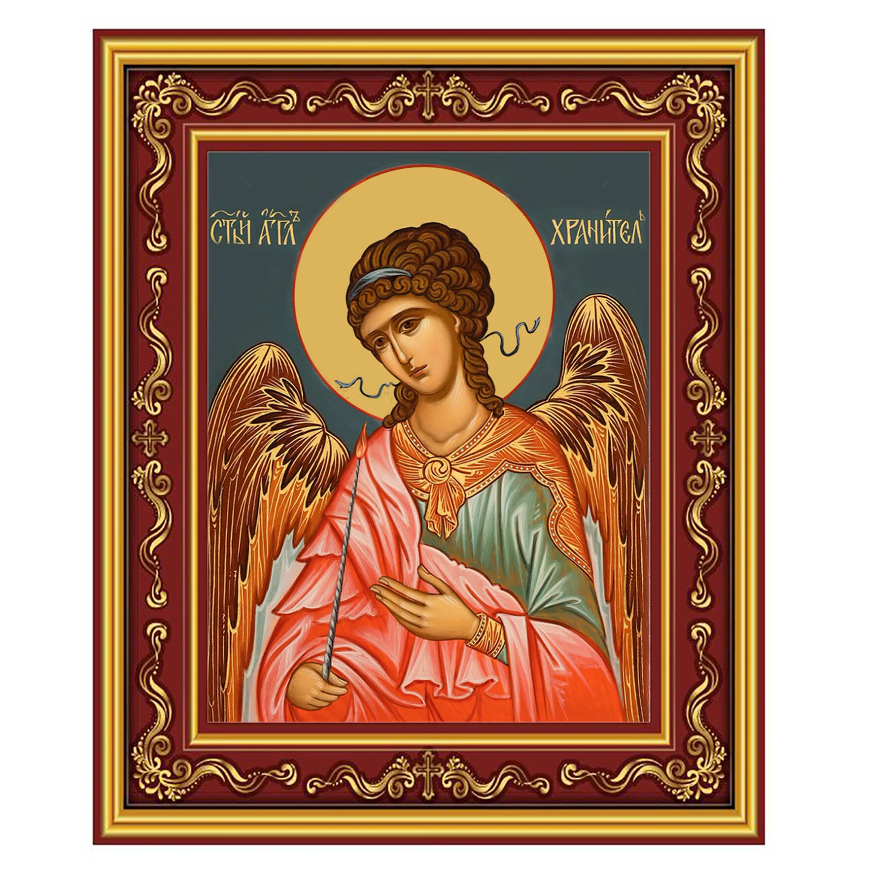 Gilded Guardian Angel Icon - 5.5"
