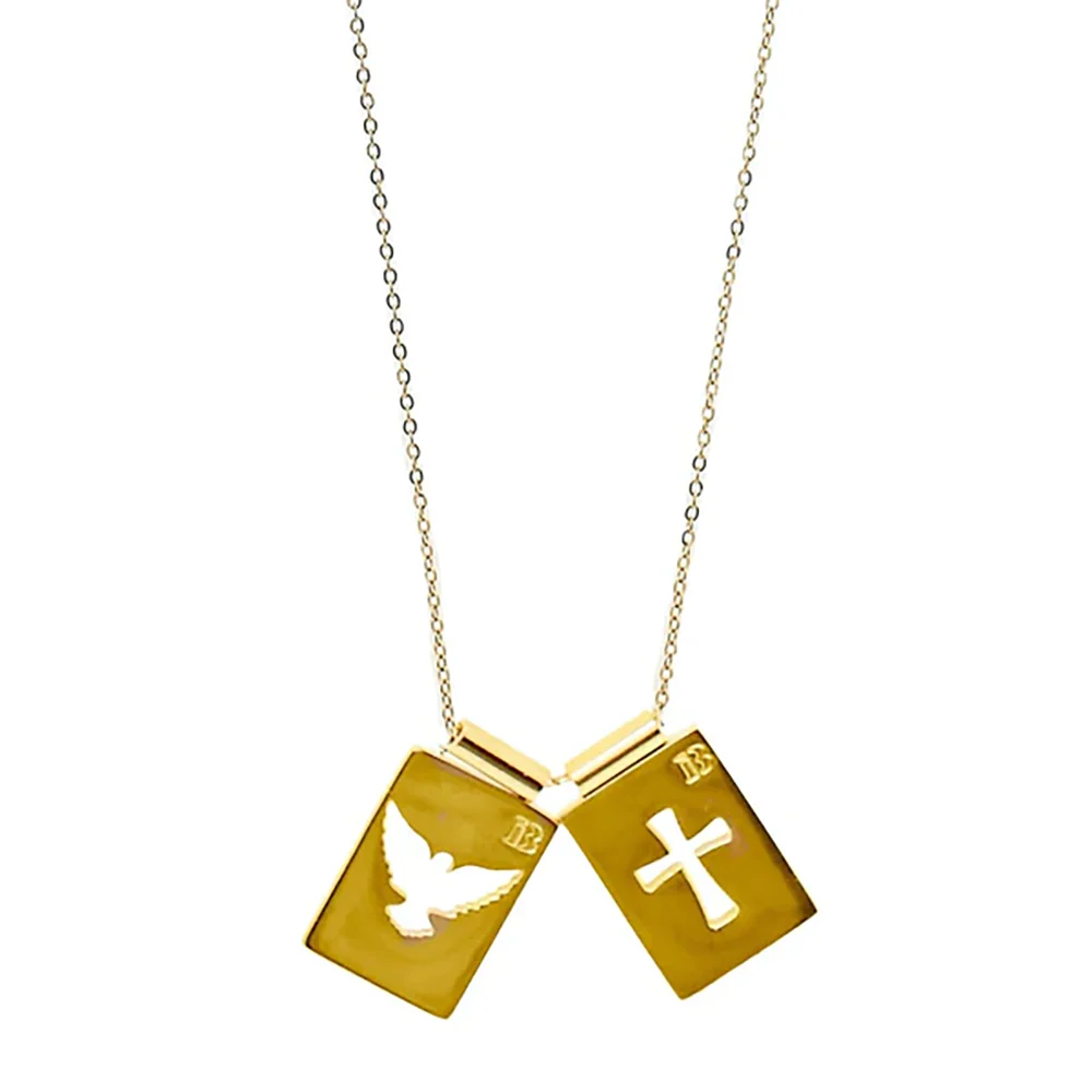 Gold Holy Spirit & Cross Scapular Necklace - Image 3