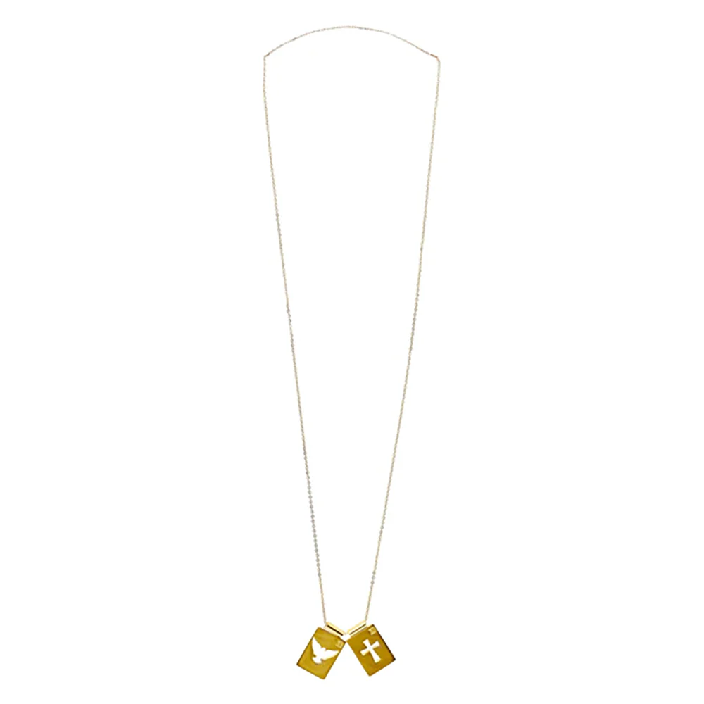 Gold Holy Spirit & Cross Scapular Necklace - Image 4
