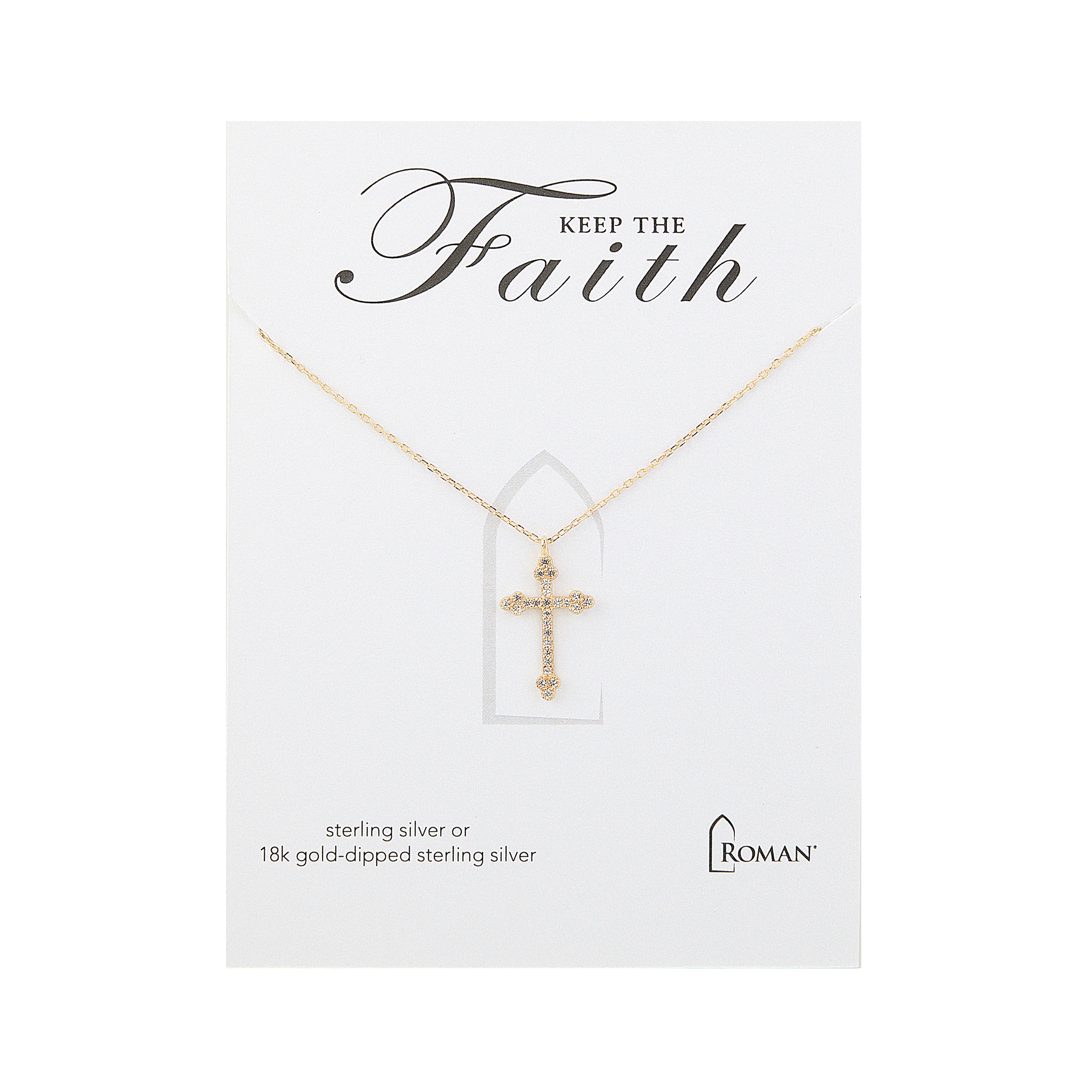 Gold Over Silver Sparkling Cross Necklace