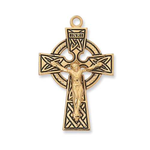 Gold over Sterling Celtic Crucifix Pendant