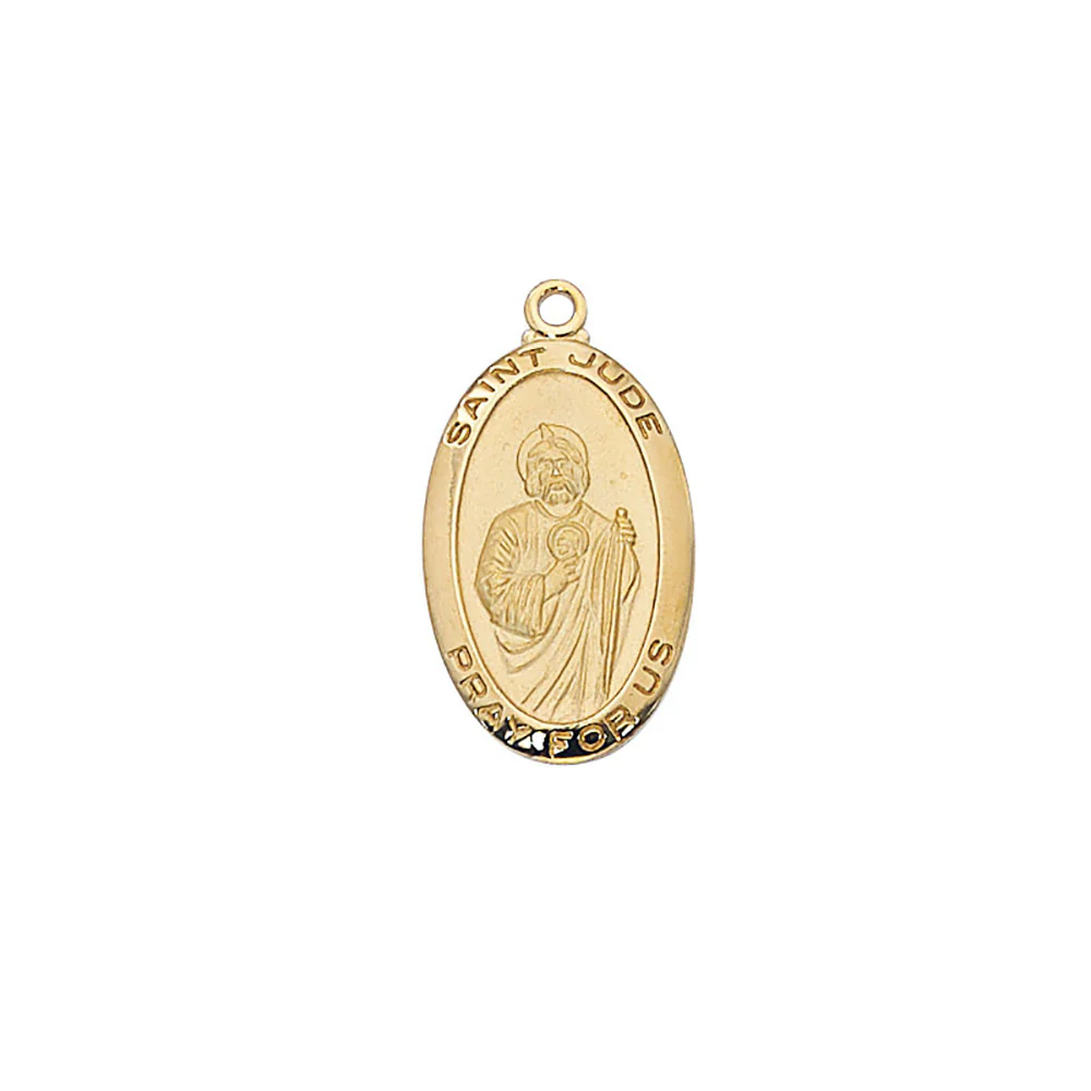 Gold Over Sterling Silver St. Jude Medal Necklace