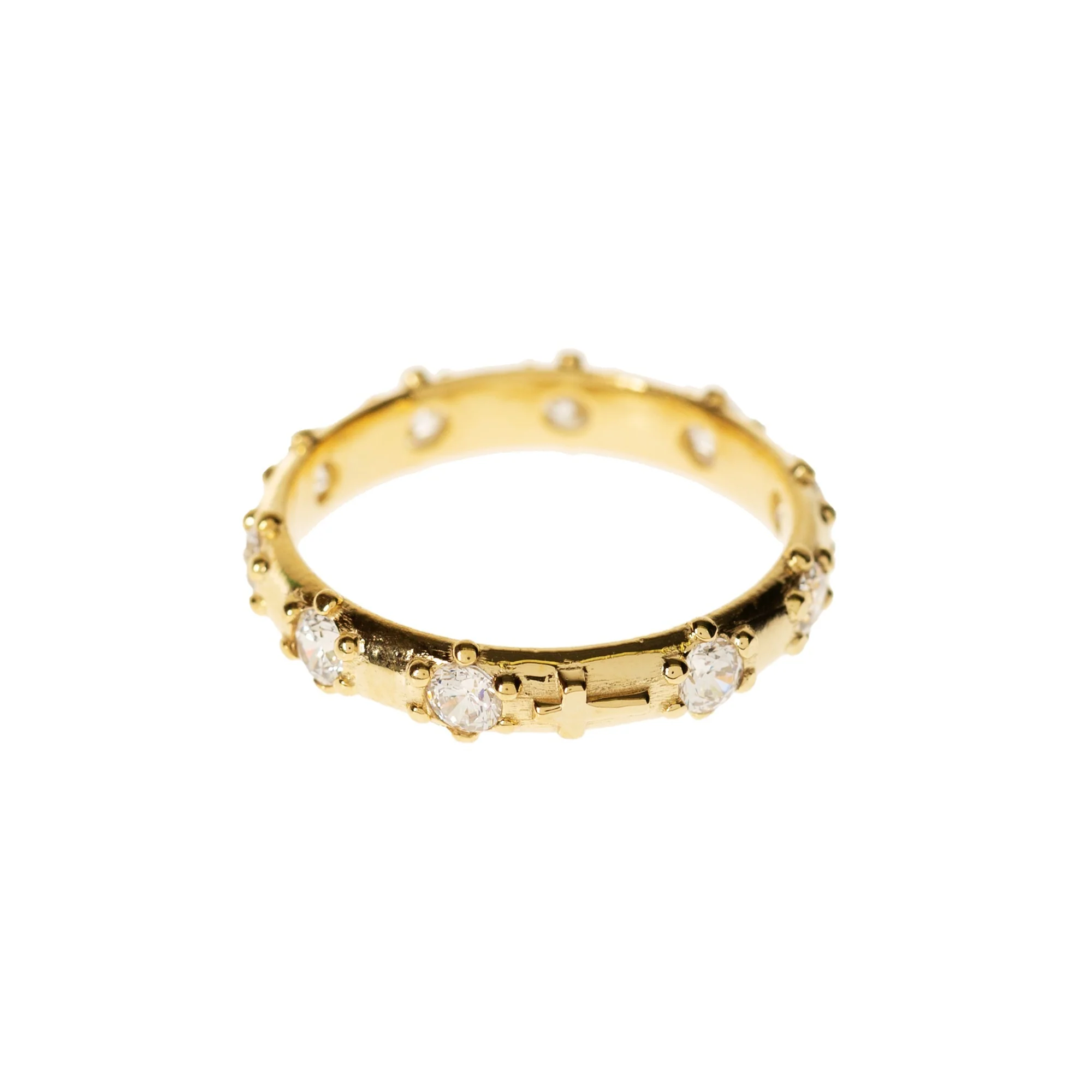 Gold Rosary Ring with Cubic Zirconia - Image 3