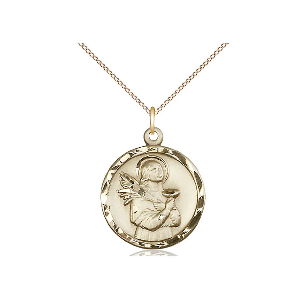 Gold Round St. Lucy Medal Necklace