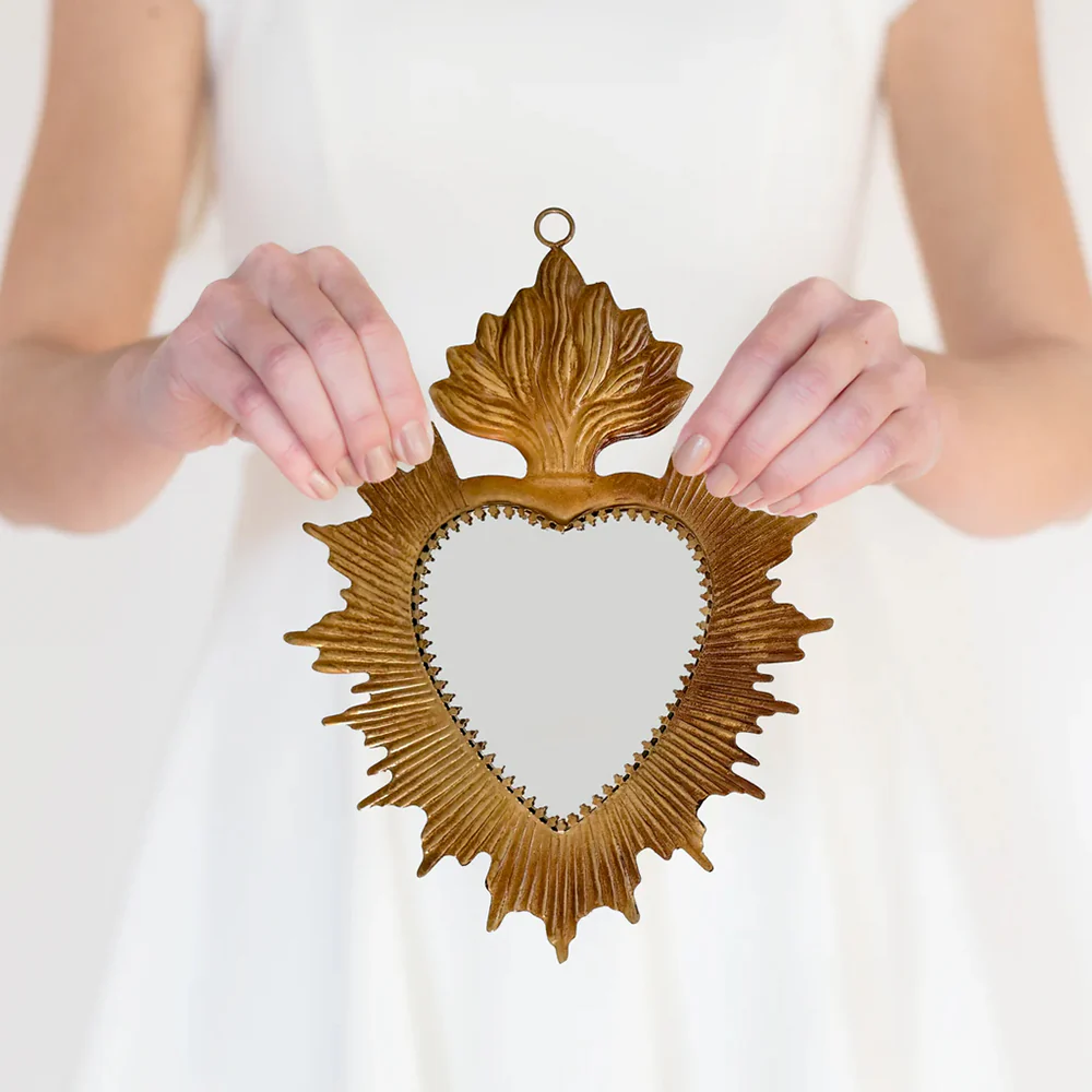Gold Sacred Heart Mirror - 10" - Image 2