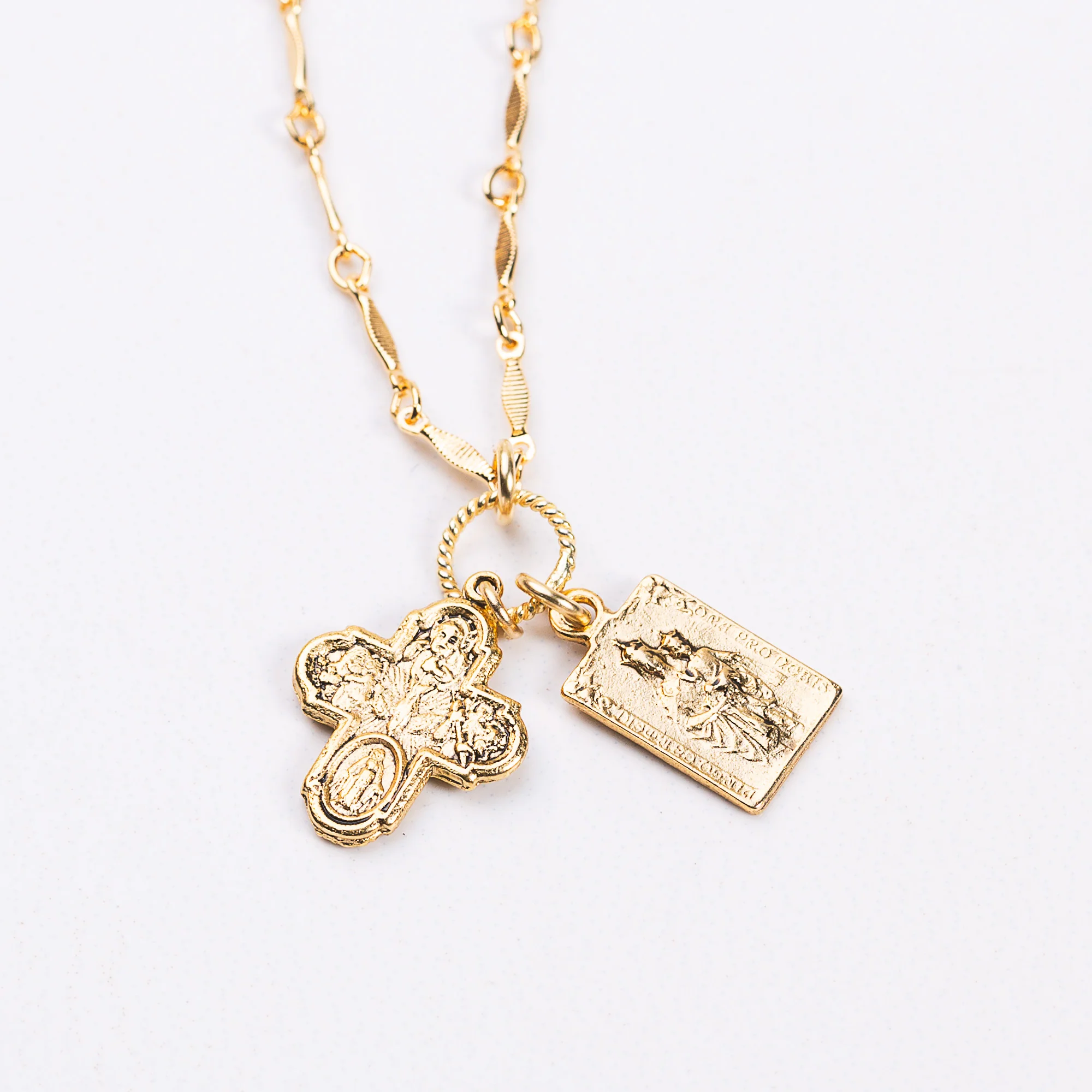 Gold Scapular & 4-Way Cross Necklace - Image 4