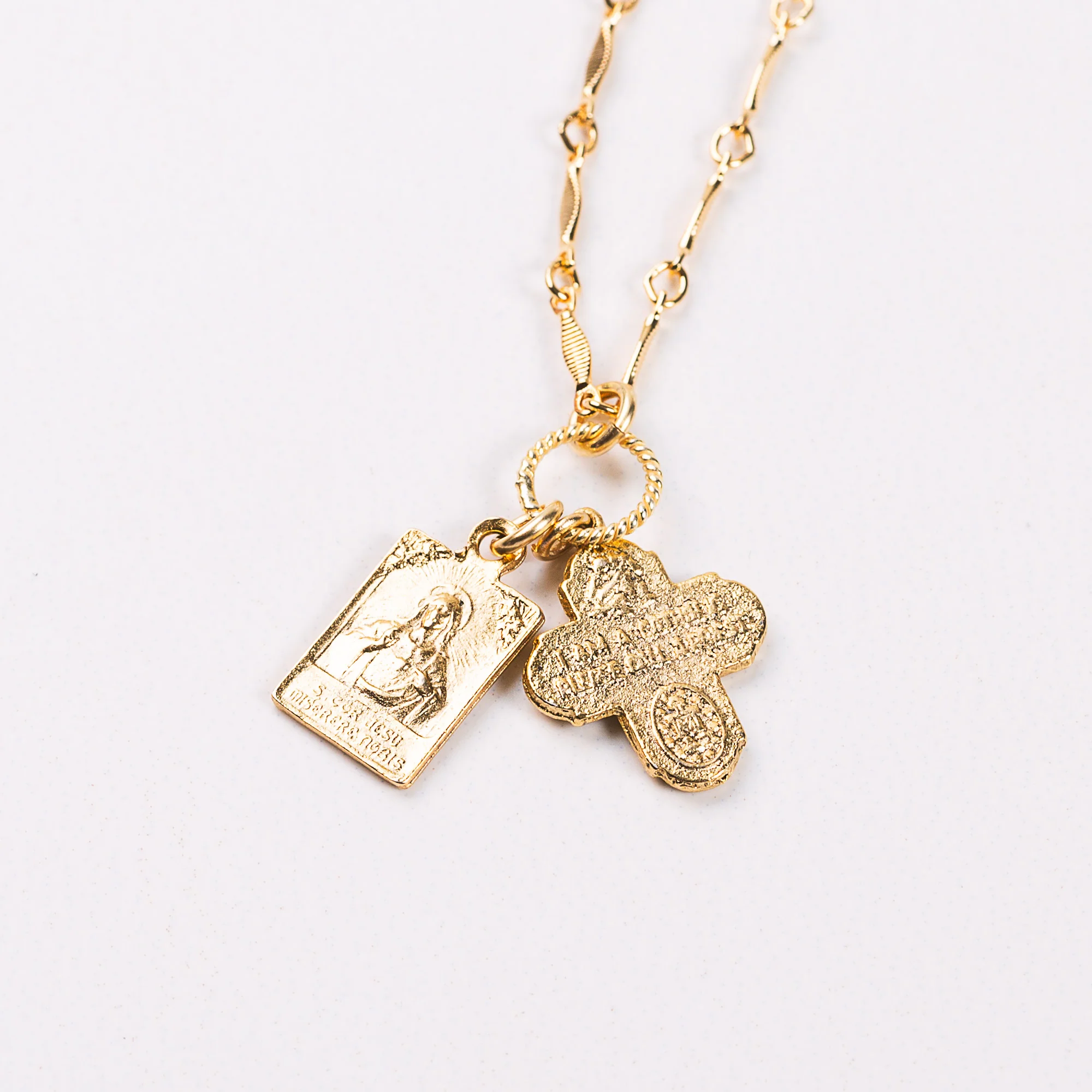 Gold Scapular & 4-Way Cross Necklace - Image 6