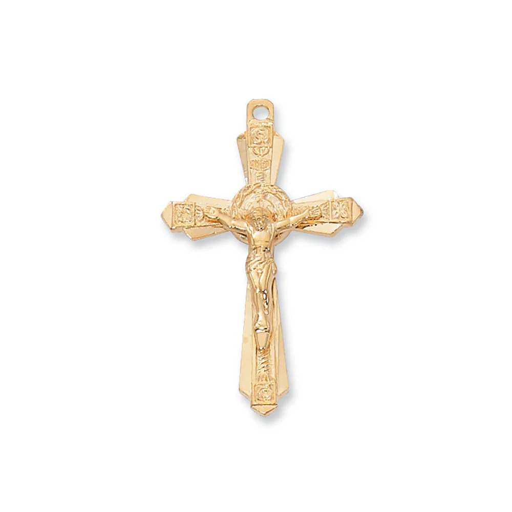 Gold Silver Crucifix with 24 Inch Chain
