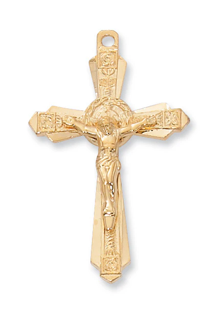 Gold Silver Crucifix with 24 Inch Chain