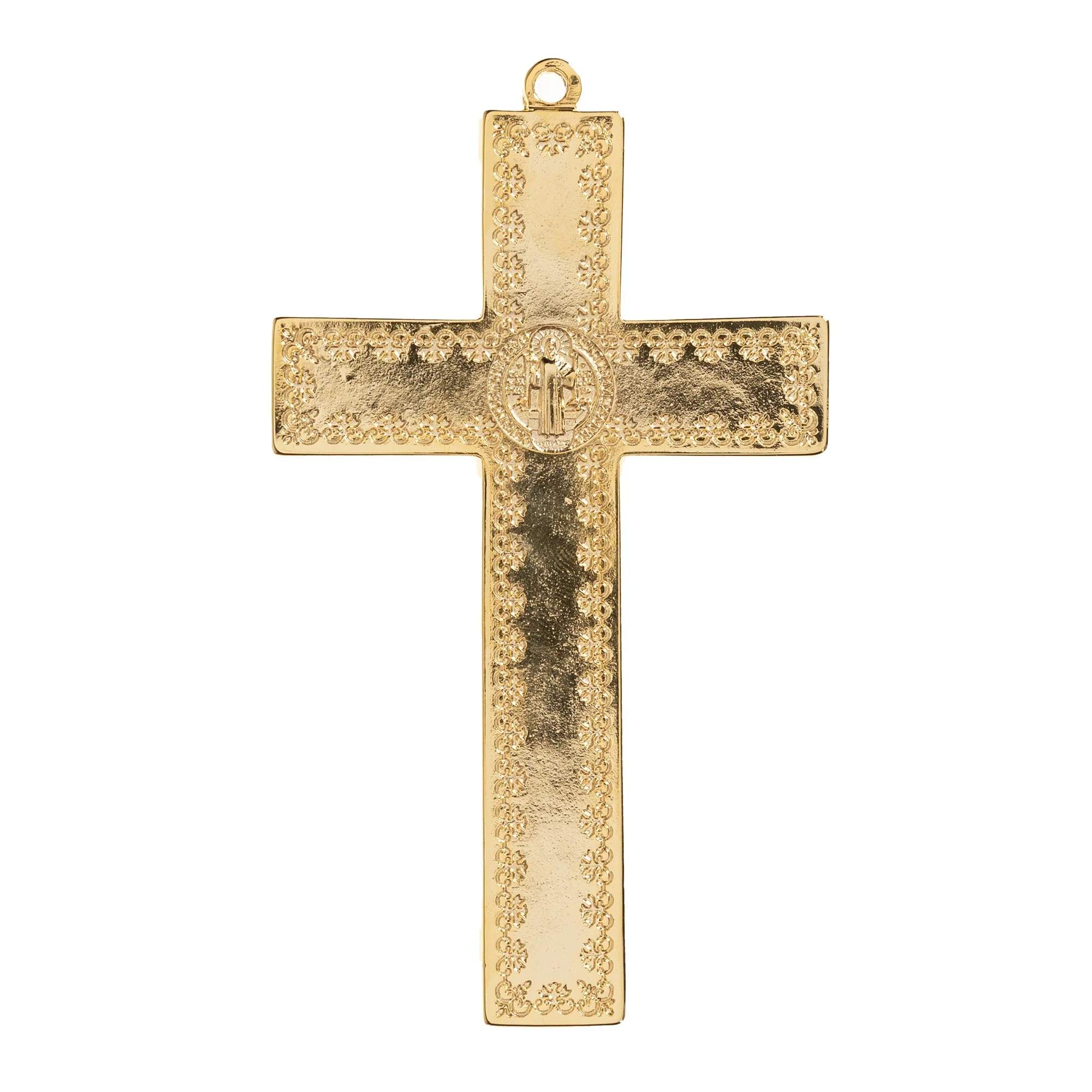 Gold St. Benedict Crucifix with Black Enamel Accent - 4.7" - Image 2
