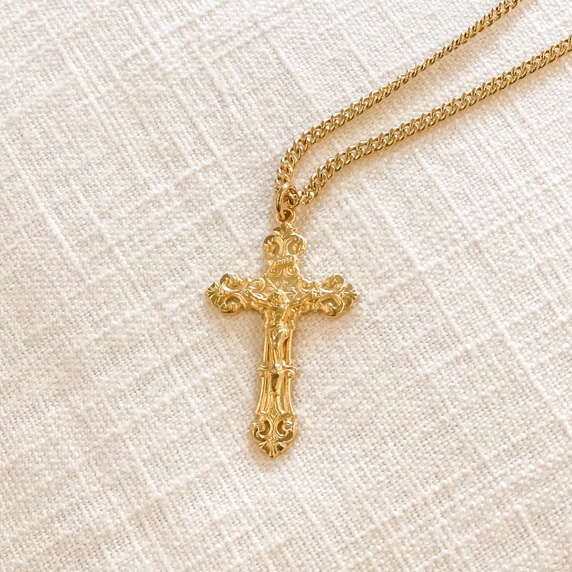 Gold/Sterling Silver Crucifix with 24 inch chain - Image 2