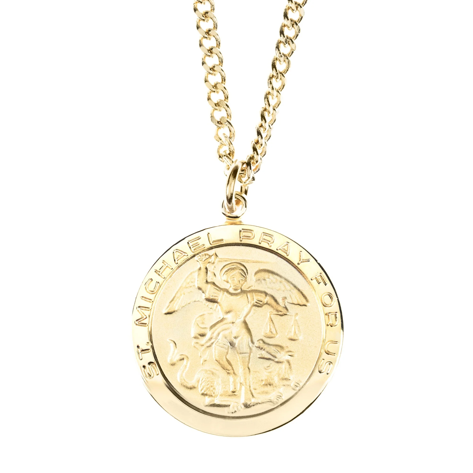 Gold/Sterling Silver St. Michael Medal with 24 inch chain
