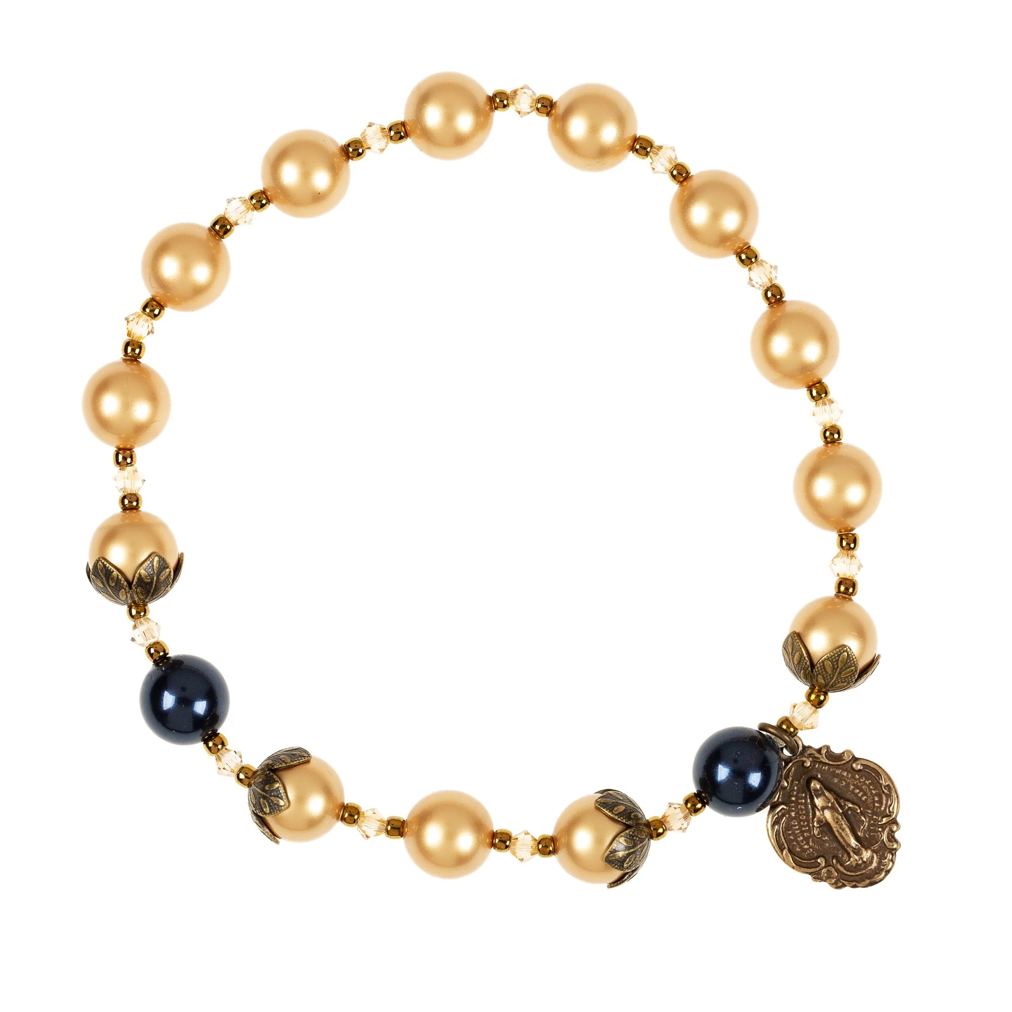 Golden Pearl Rosary Bracelet - Image 2