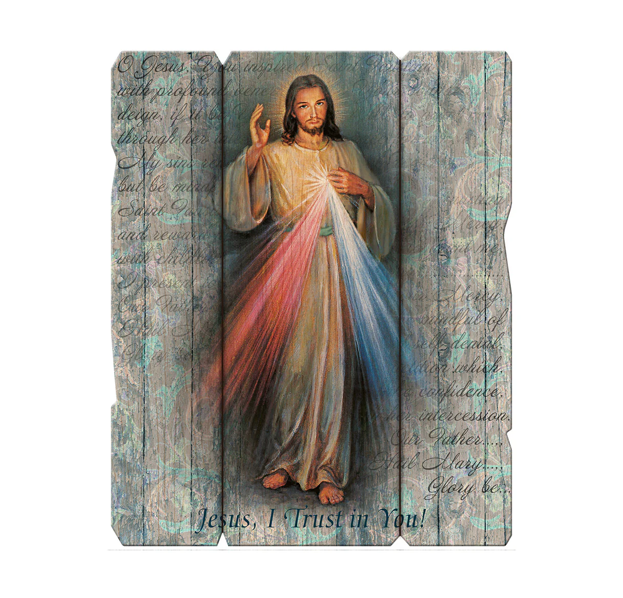 Gray Divine Mercy Wooden Wall Plaque - Image 2