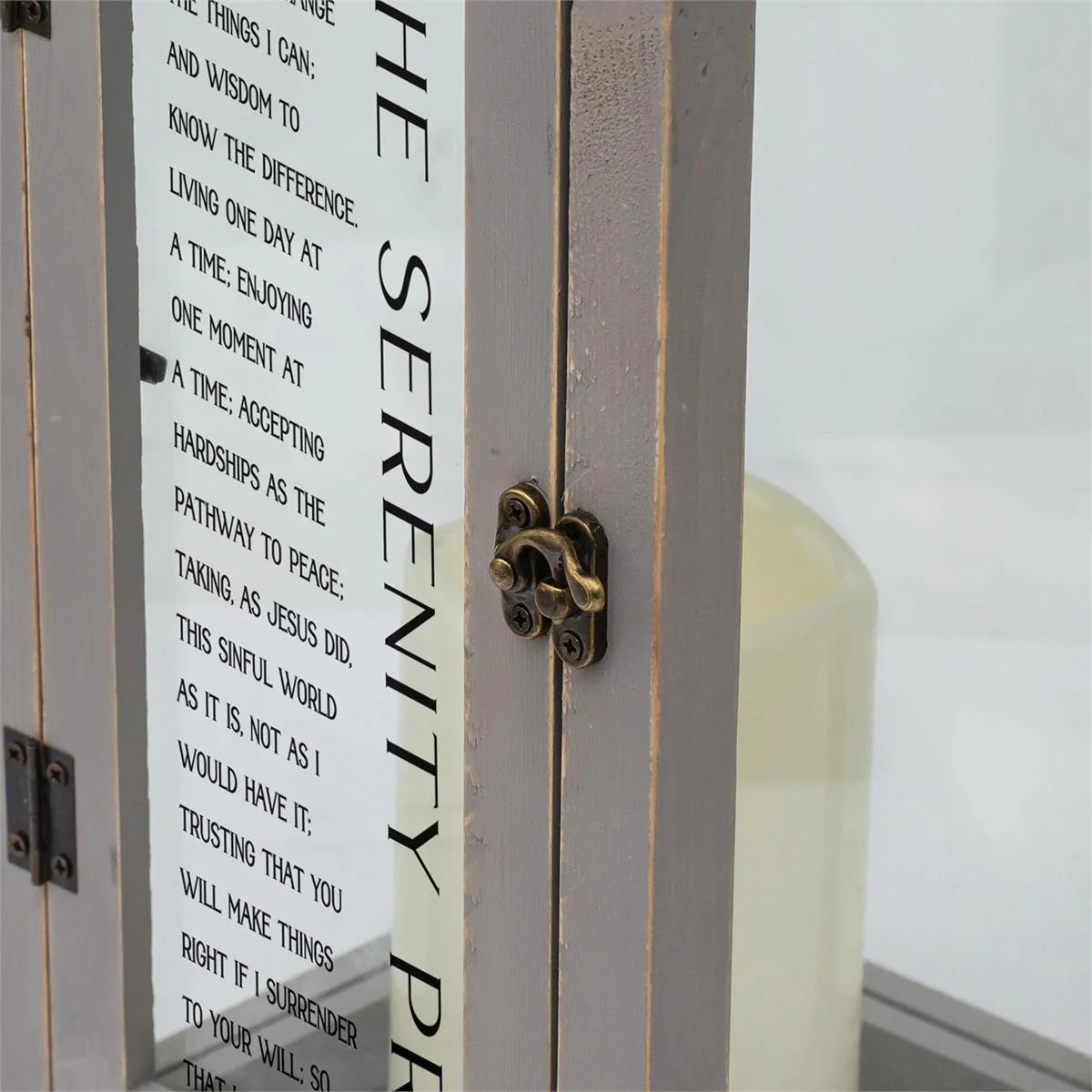 Gray Wooden Serenity Prayer LED Lantern - Image 2