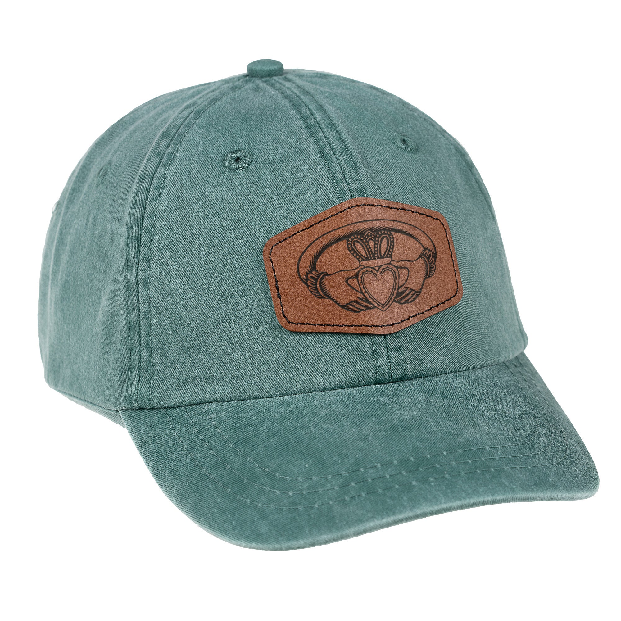 Green Claddagh Leather Patch Ball Cap - Image 2