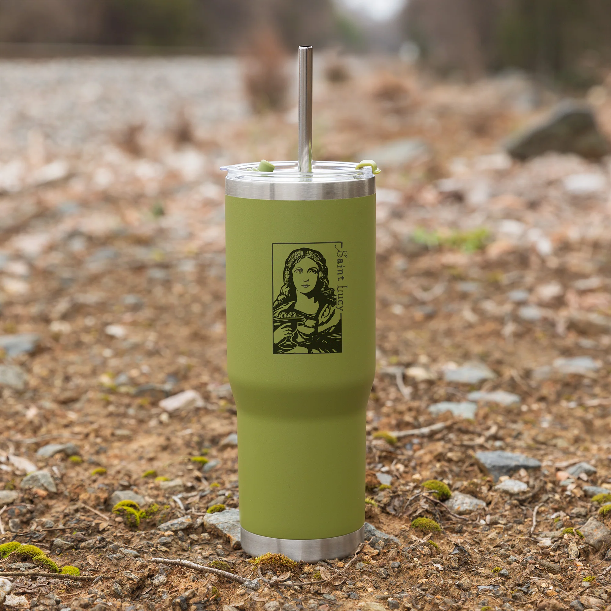 Green St. Lucy Stainless Steel Tumbler with Straw