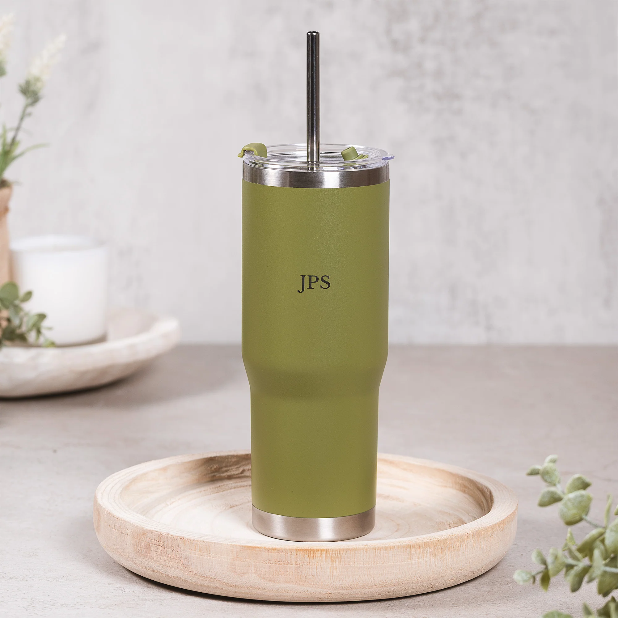 Green St. Rose of Lima Stainless Steel Tumbler with Straw - Image 5