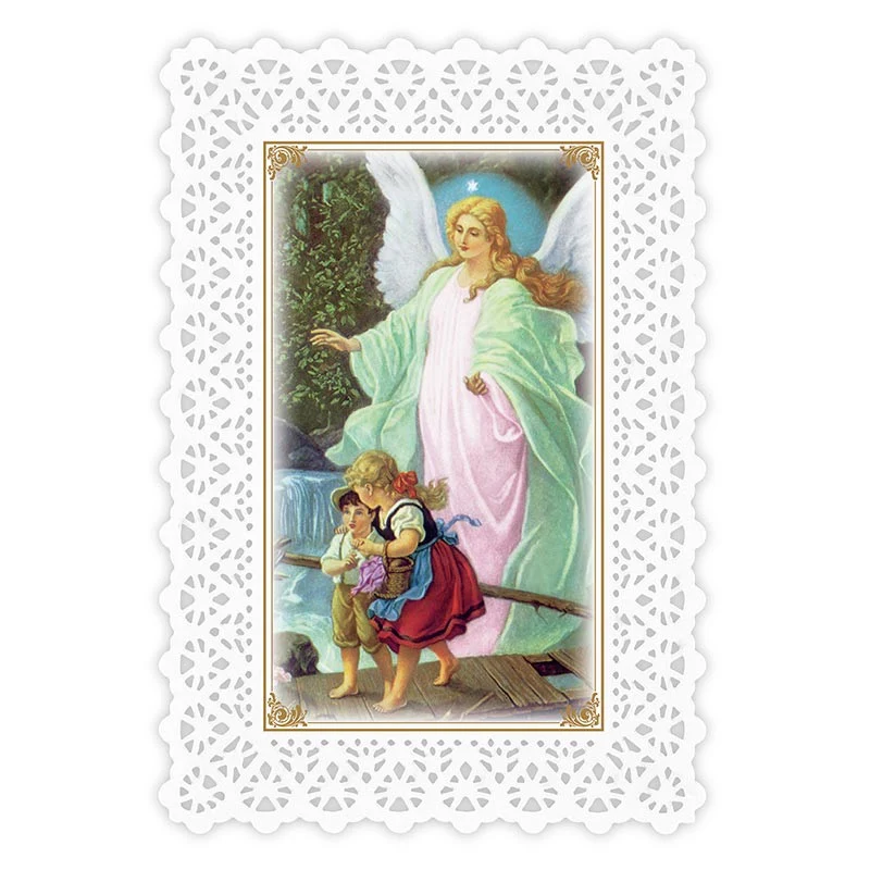 Guardian Angel Lace Holy Card