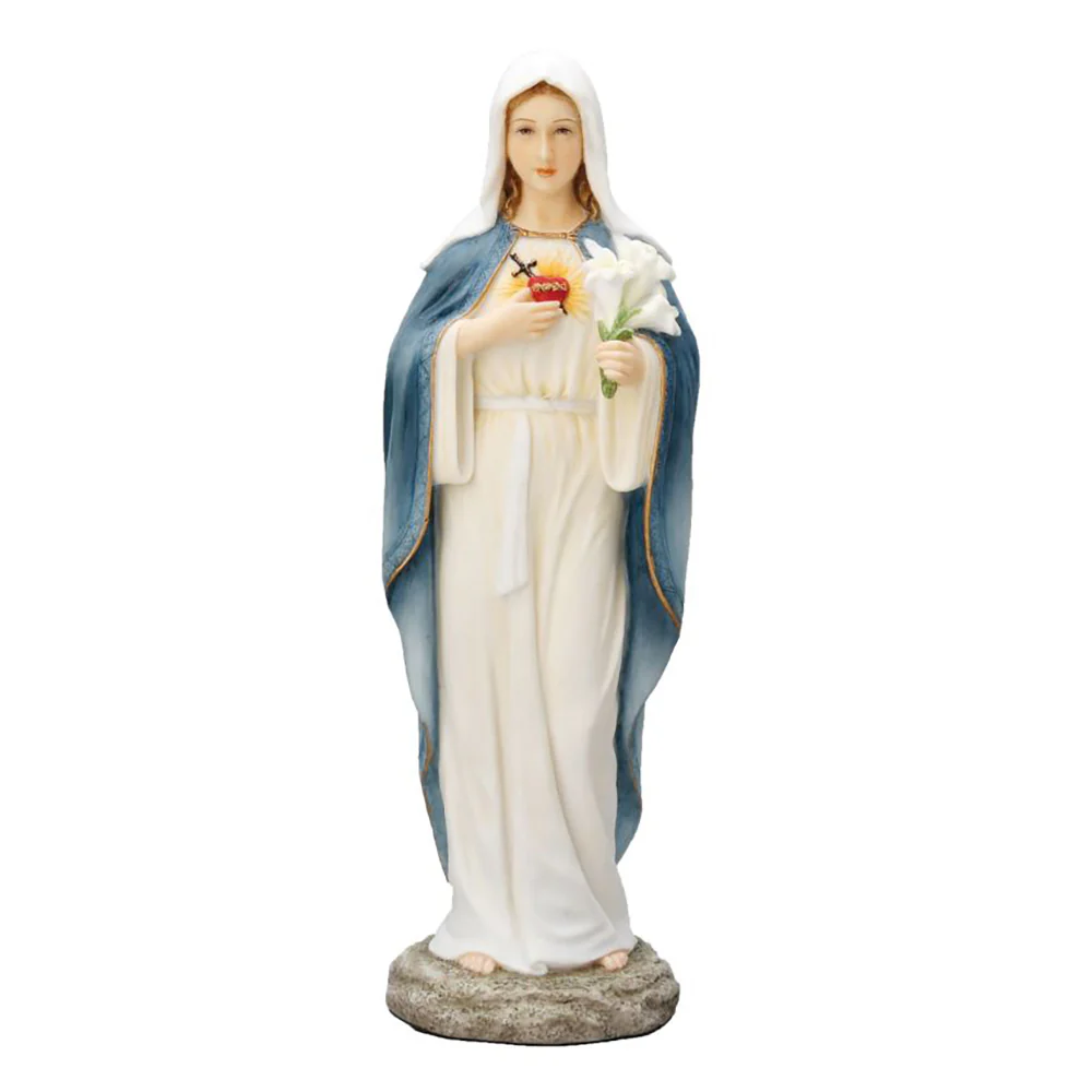 Hand Painted Immaculate Heart of Mary Statue - 8" - Image 2