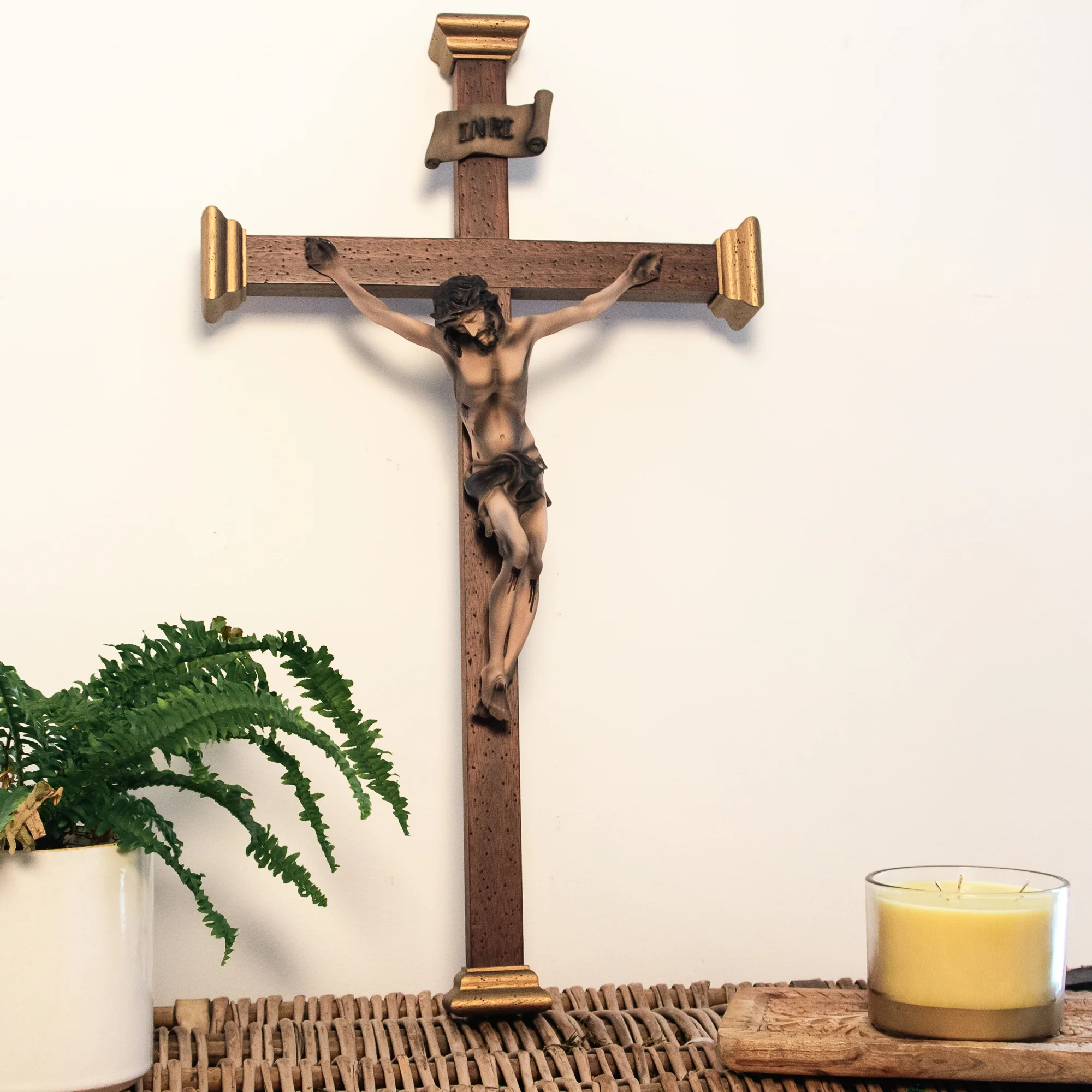 Handmade Italian Mahogany Crucifix - 27" - Image 2